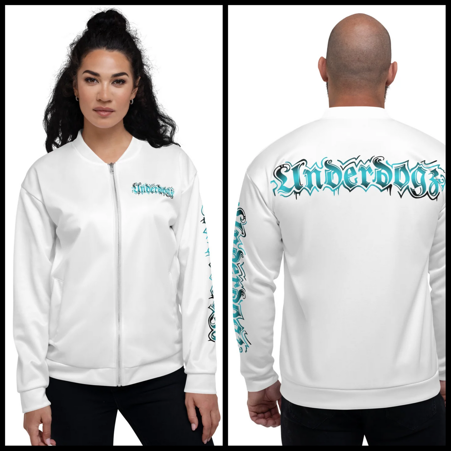 Trainingsjacke weiß- Logo Türkis