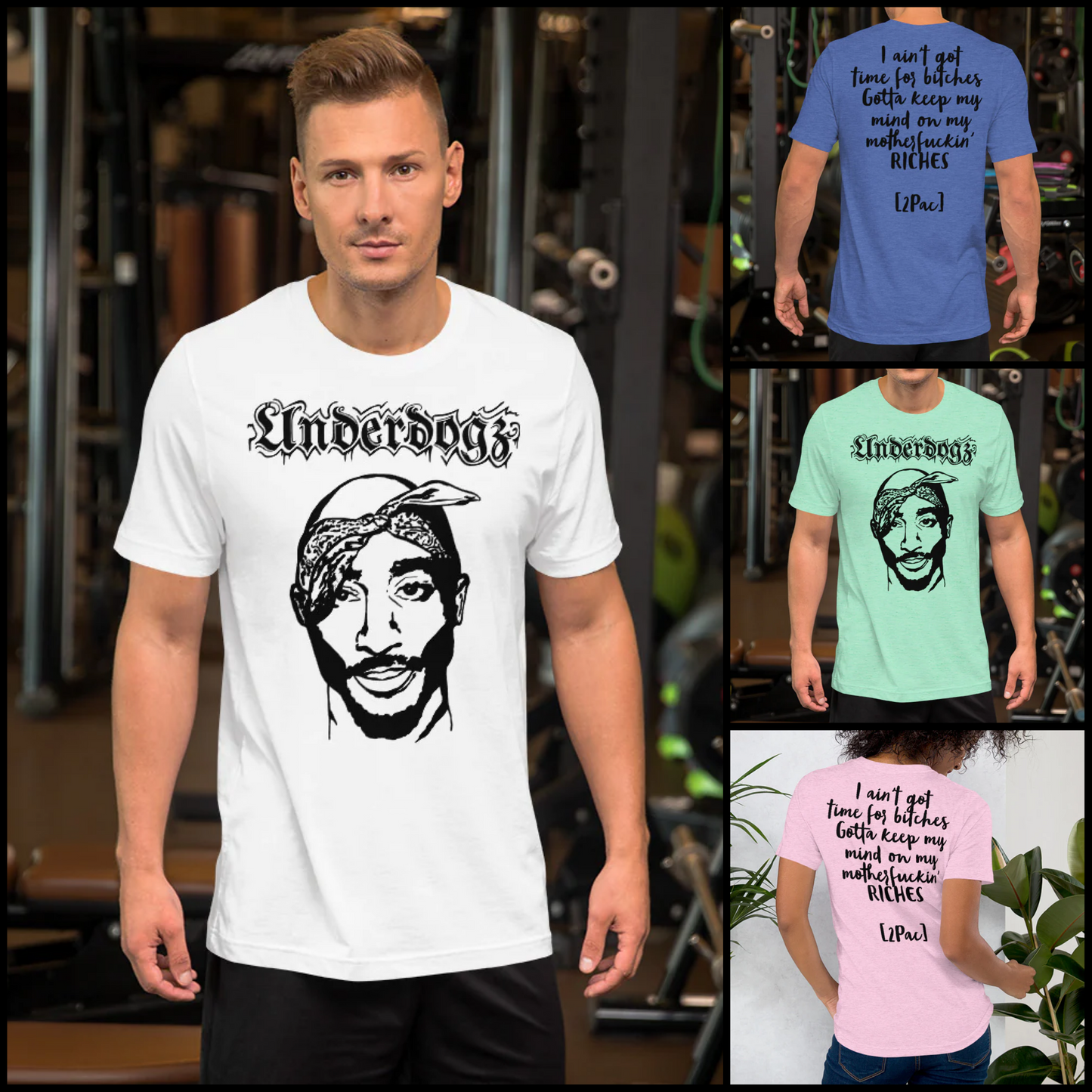 Unisex-T-Shirt "2Pac" Ain‘t got time-4 Farben