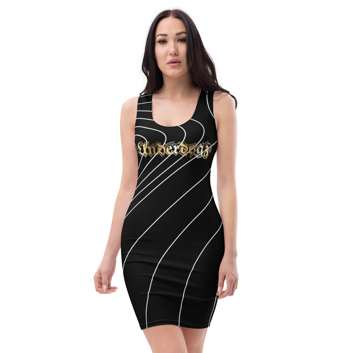 Enganliegendes Kleid Gold/Stripes