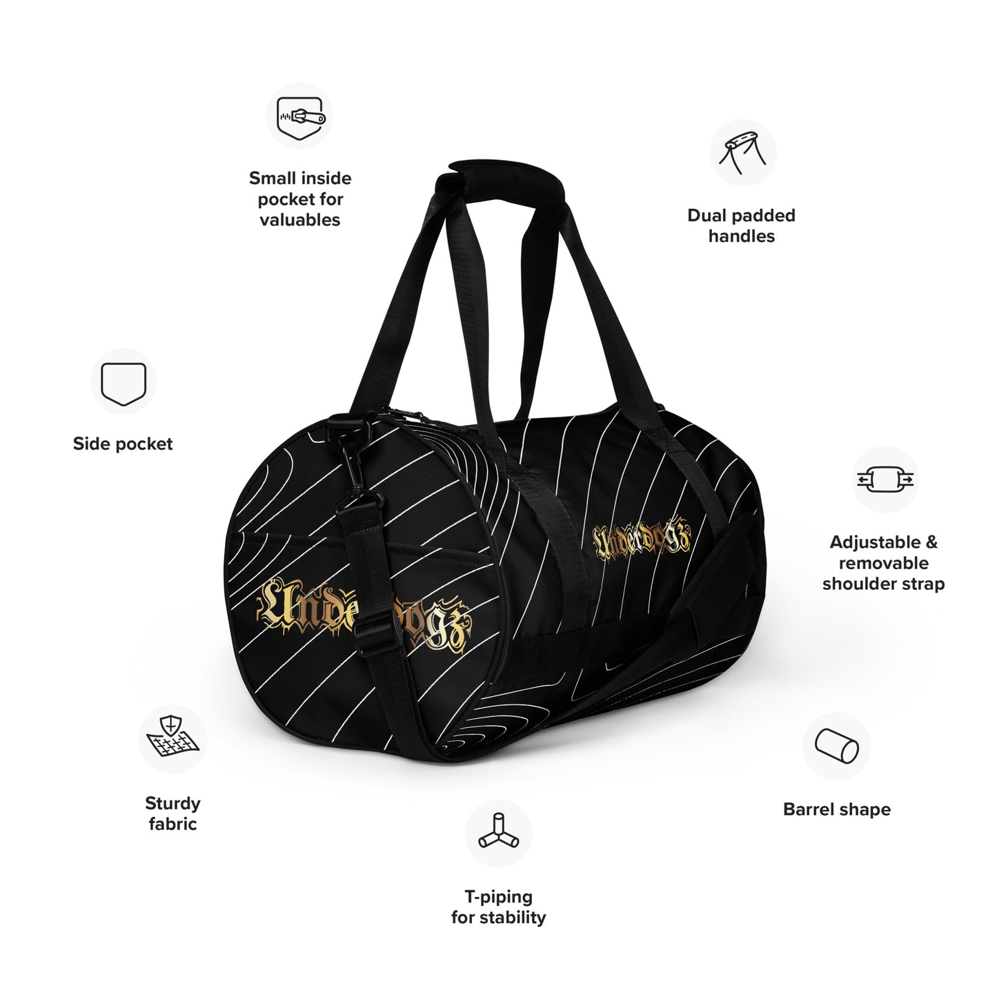 Sporttasche Push it to the Limit Gold/Stripes