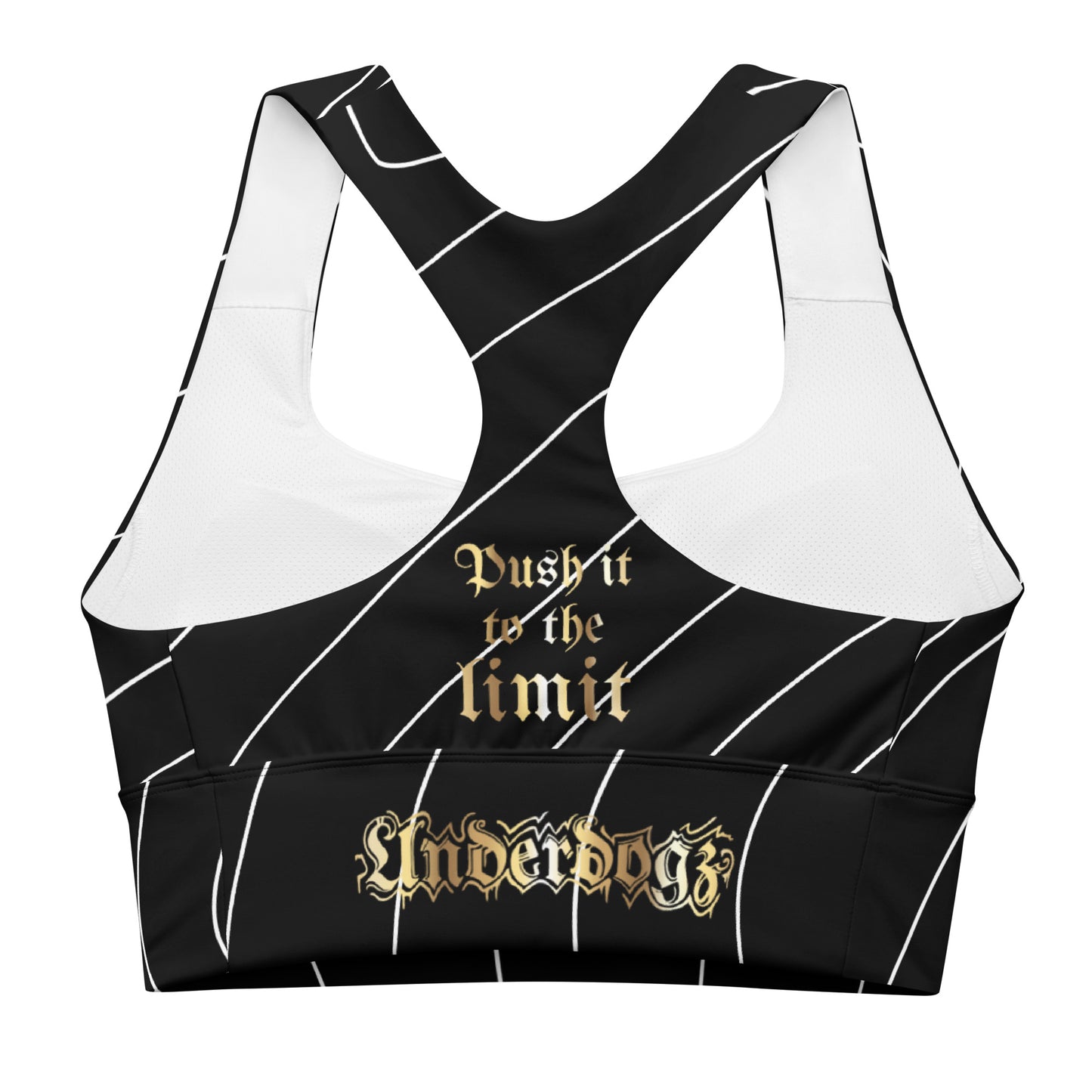 Longline-Sport-BH ,Push it to the Limit‘ Gold/Stripes
