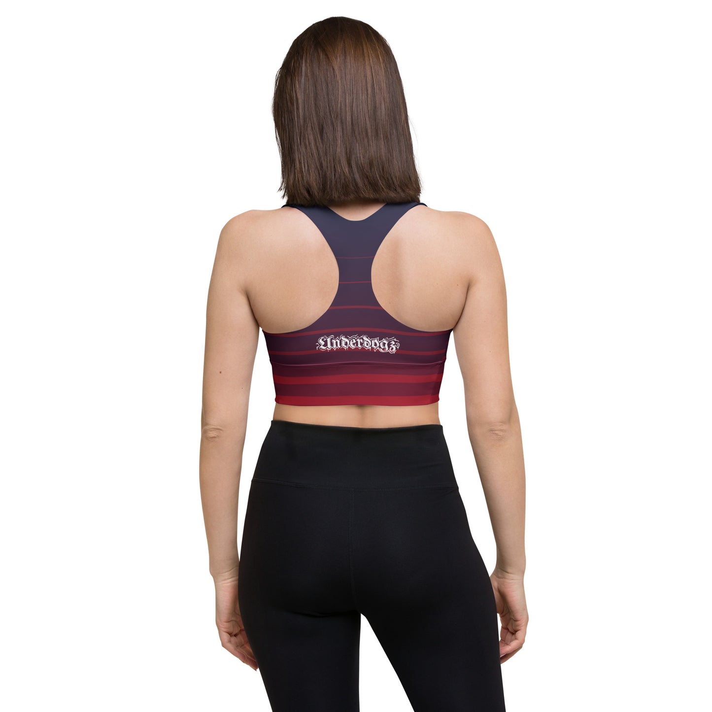 Longline-Sport-BH Stripes rot-blau