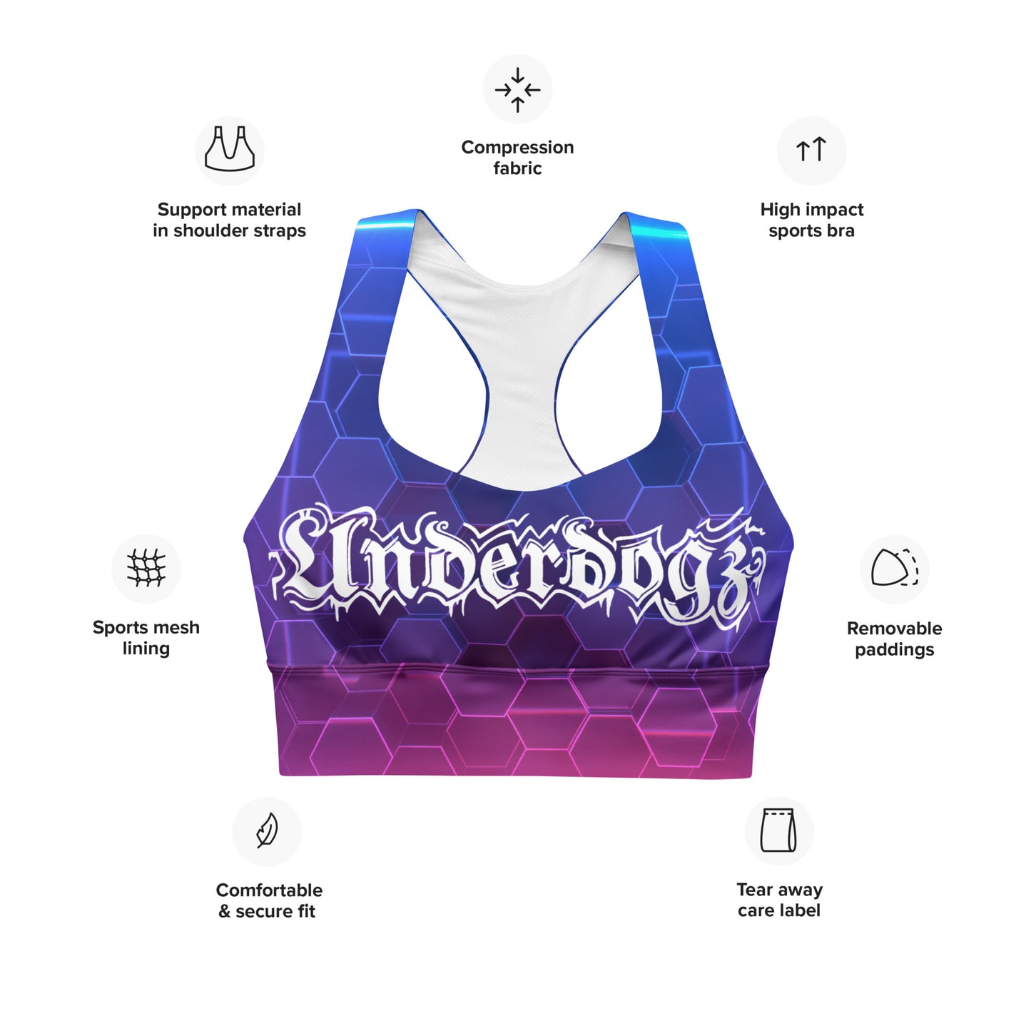 Longline-Sport-BH Light Stripes blau-lila
