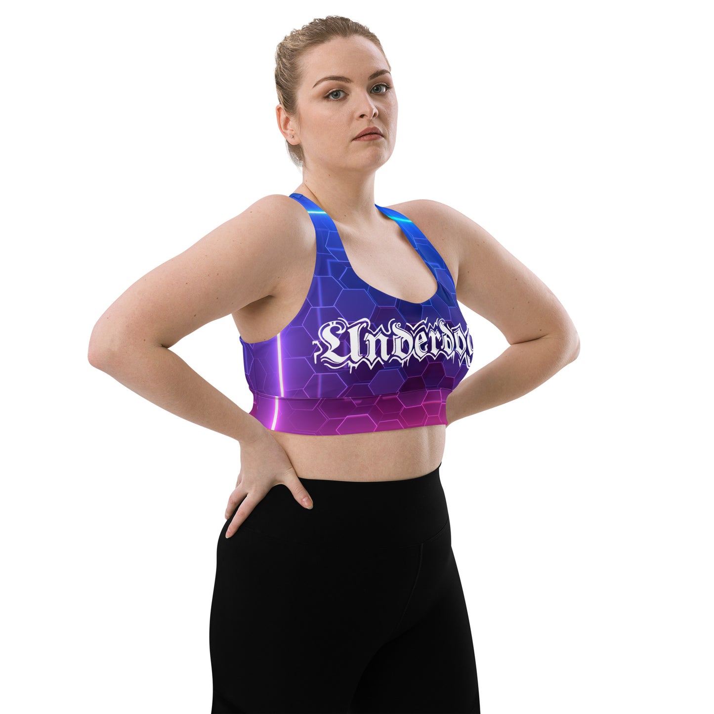 Longline-Sport-BH Light Stripes blau-lila