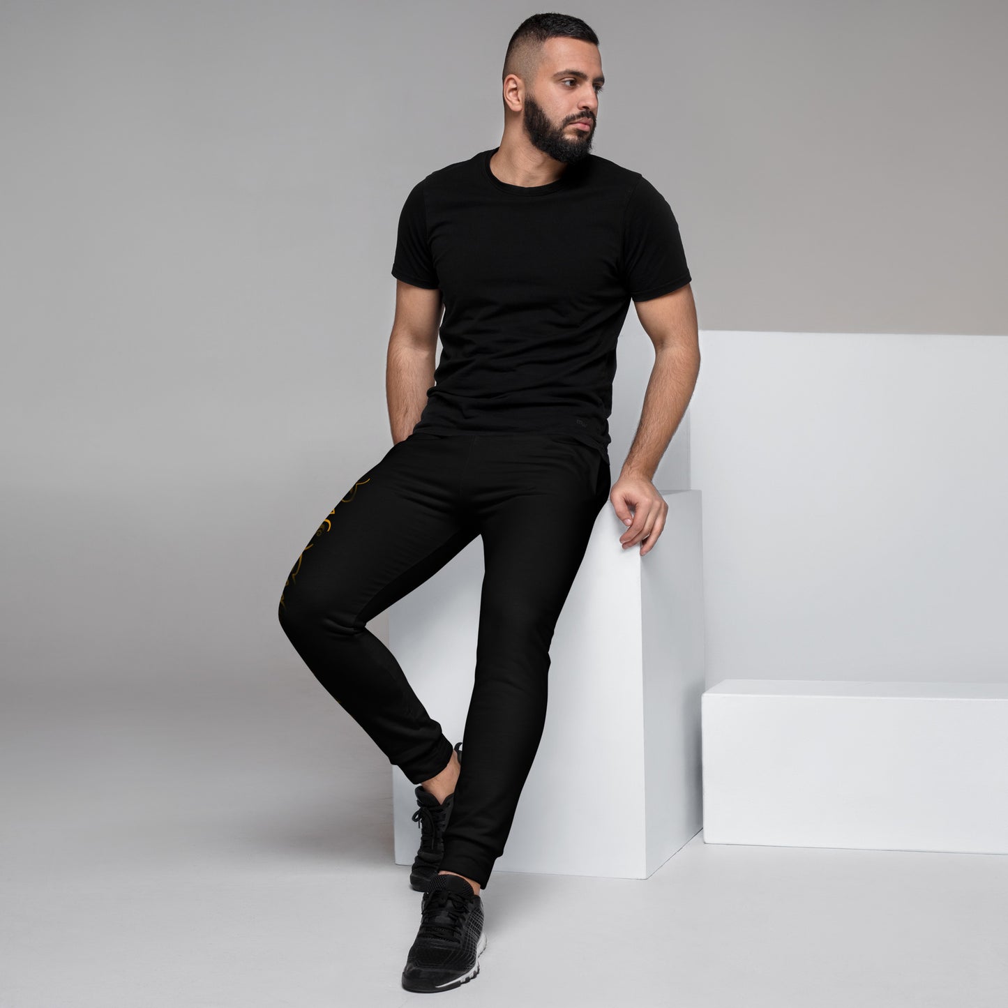 Herren-Jogginghose schwarz- Logo Orange