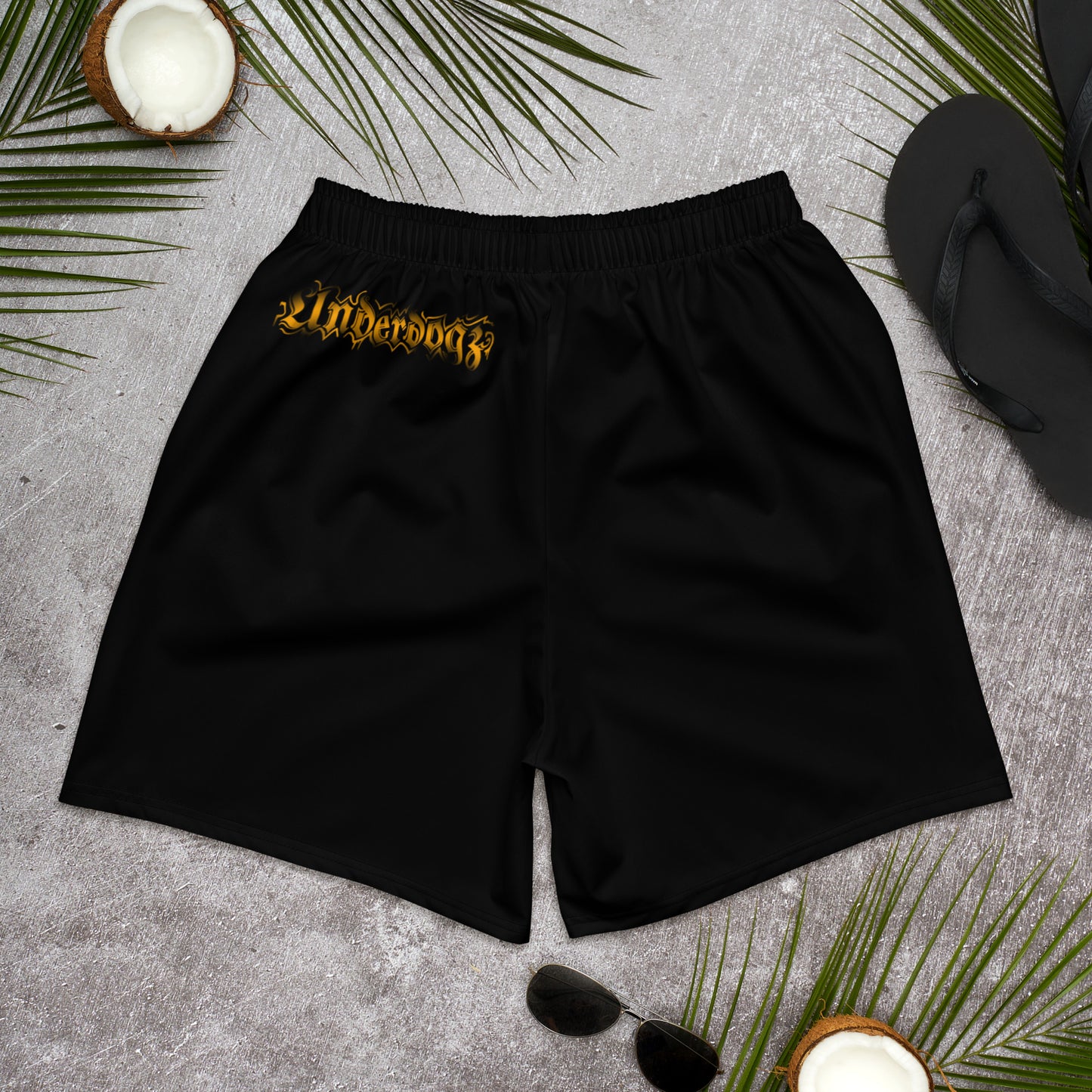 Recycelte Sport-Shorts für Herren schwarz- Logo Orange