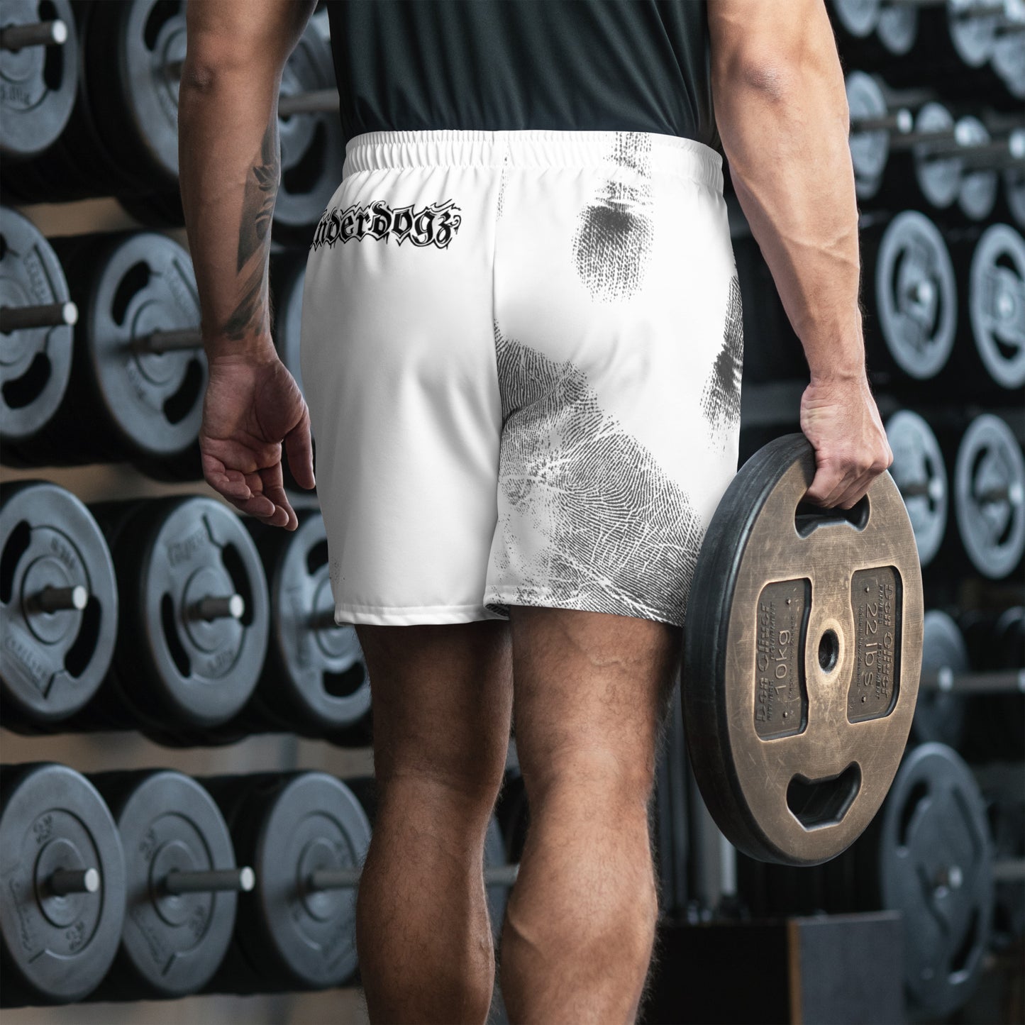 Recycelte Sport-Shorts für Herren Handabdruck