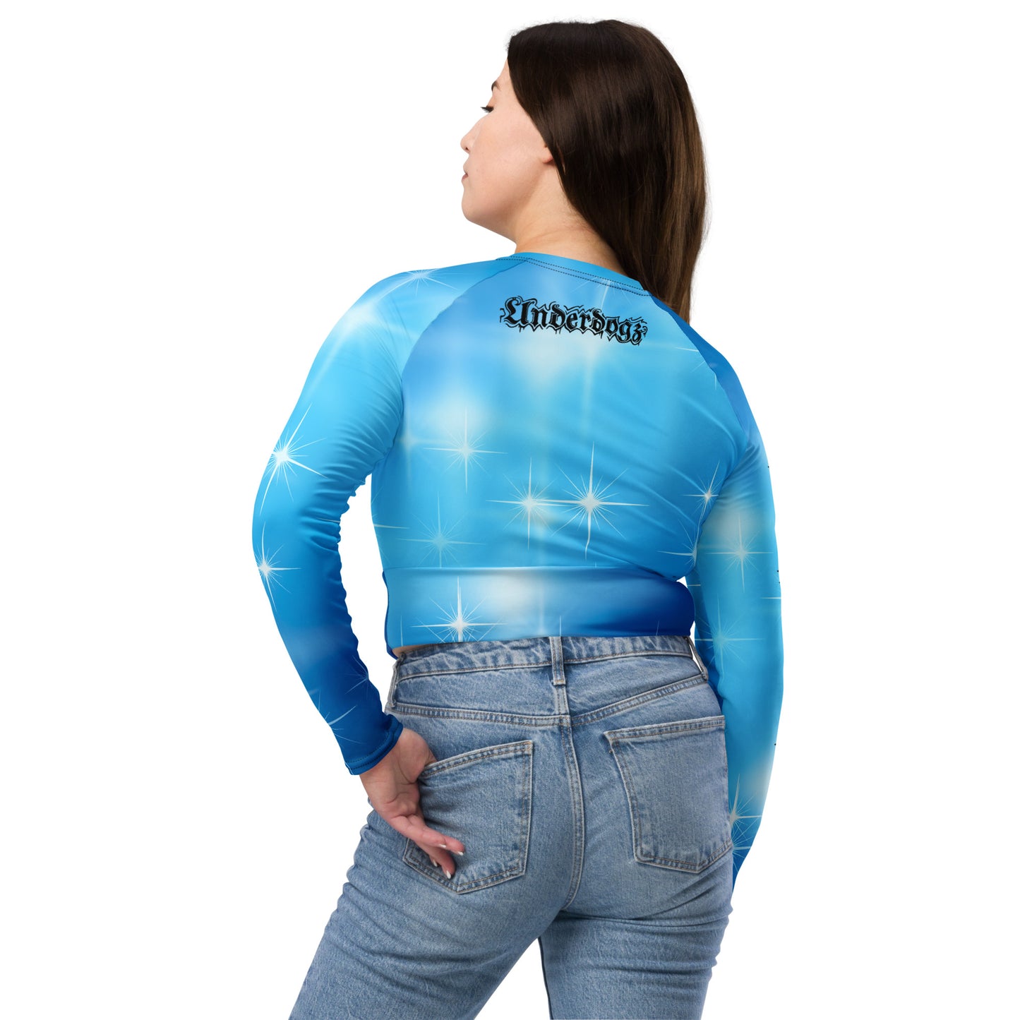 Recyceltes Langarm Crop Top Stars-Design