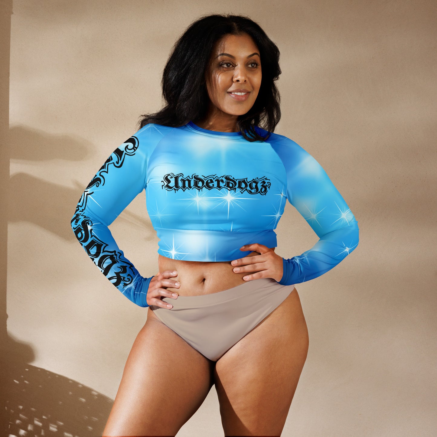 Recyceltes Langarm Crop Top Stars-Design