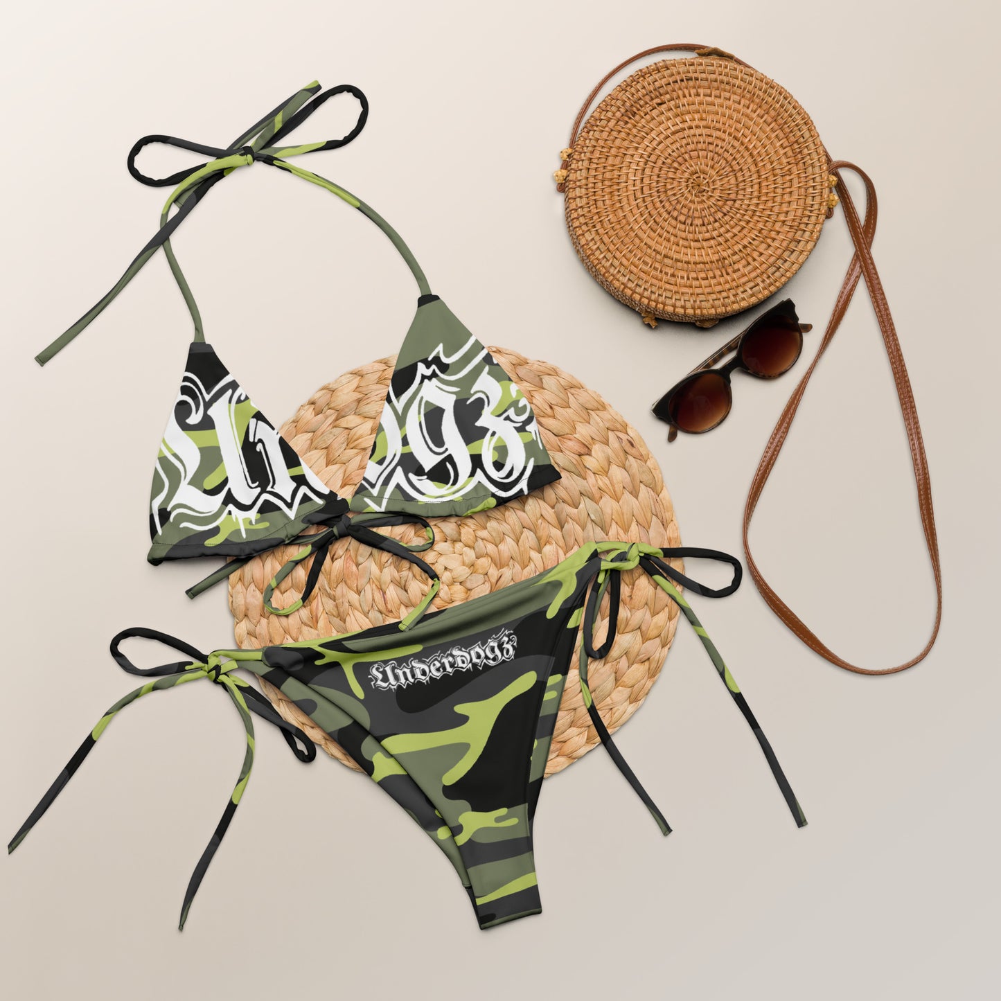 Recycelter Schnürbikini Camouflage