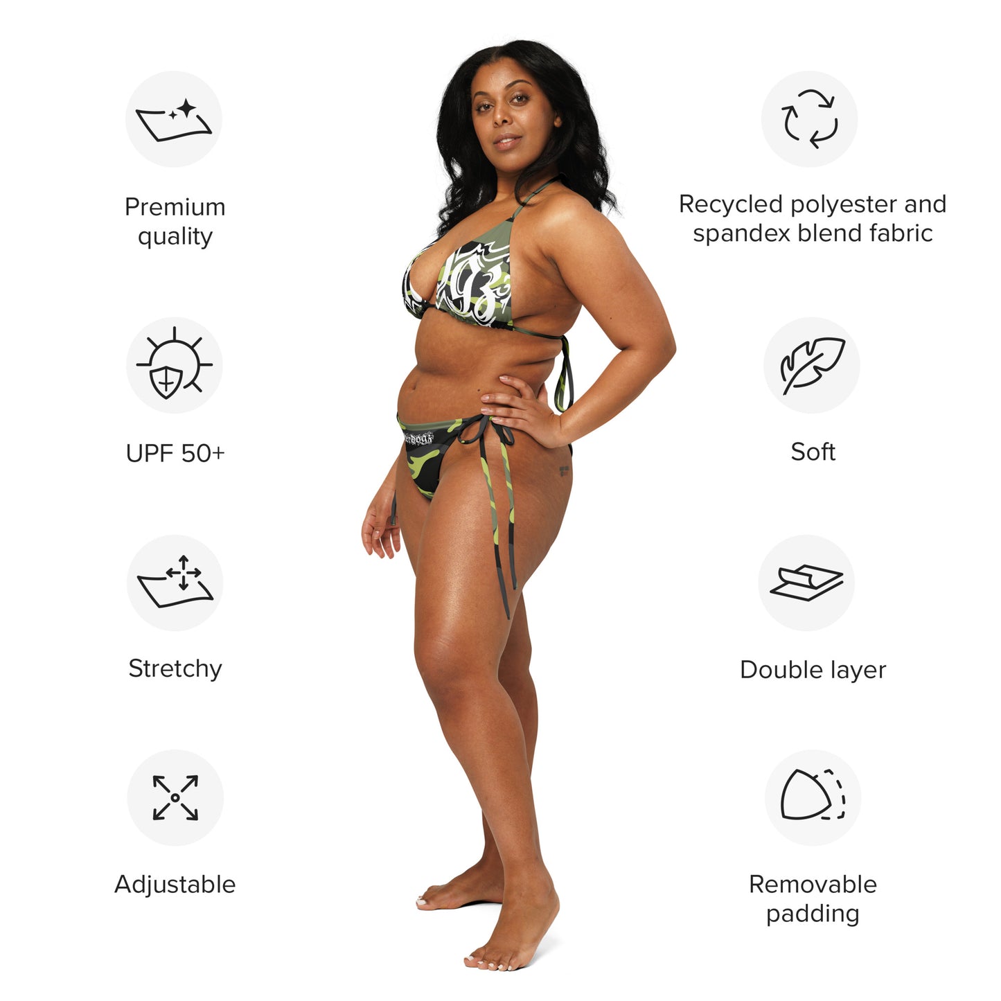 Recycelter Schnürbikini Camouflage