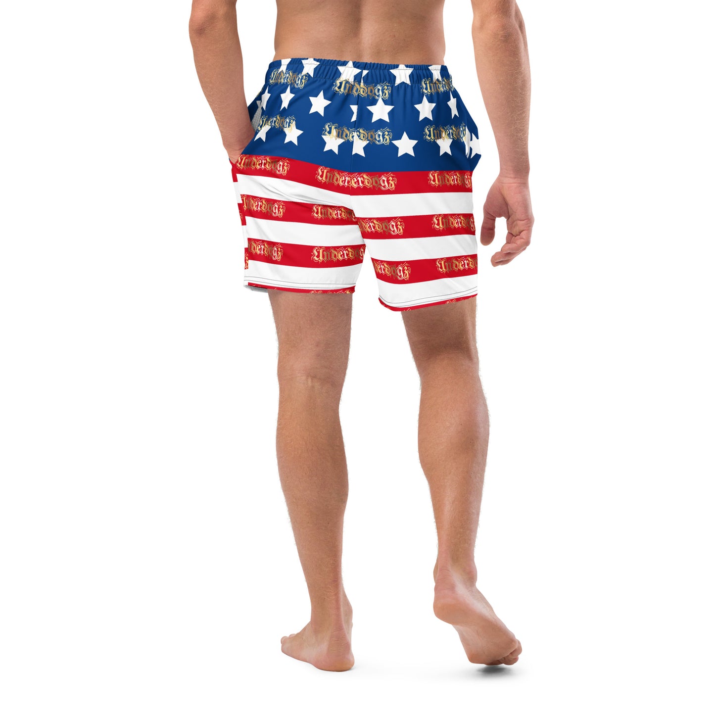Herren-Badehose mit Innentasche ,Stars & Stripes‘ Gold