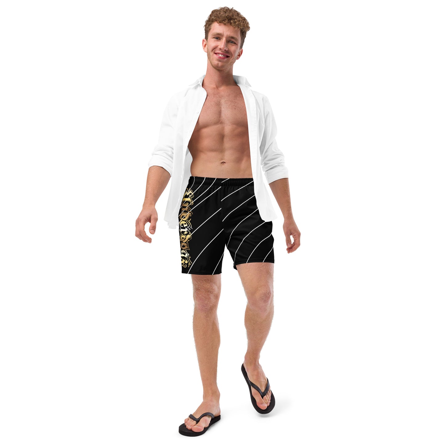 Herren-Badehose mit Innentasche Gold/Stripes