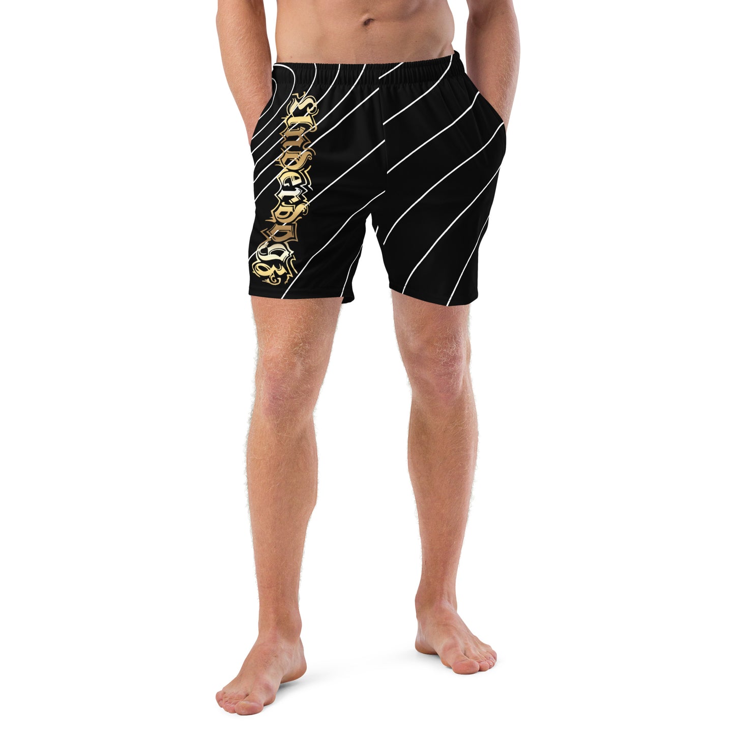 Herren-Badehose mit Innentasche Gold/Stripes