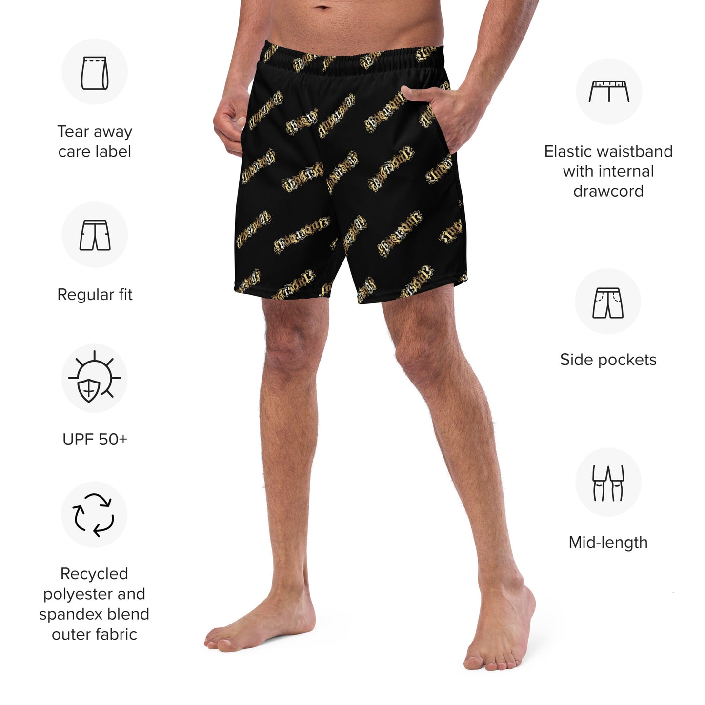 Herren-Badehose mit Innentasche Allover Gold