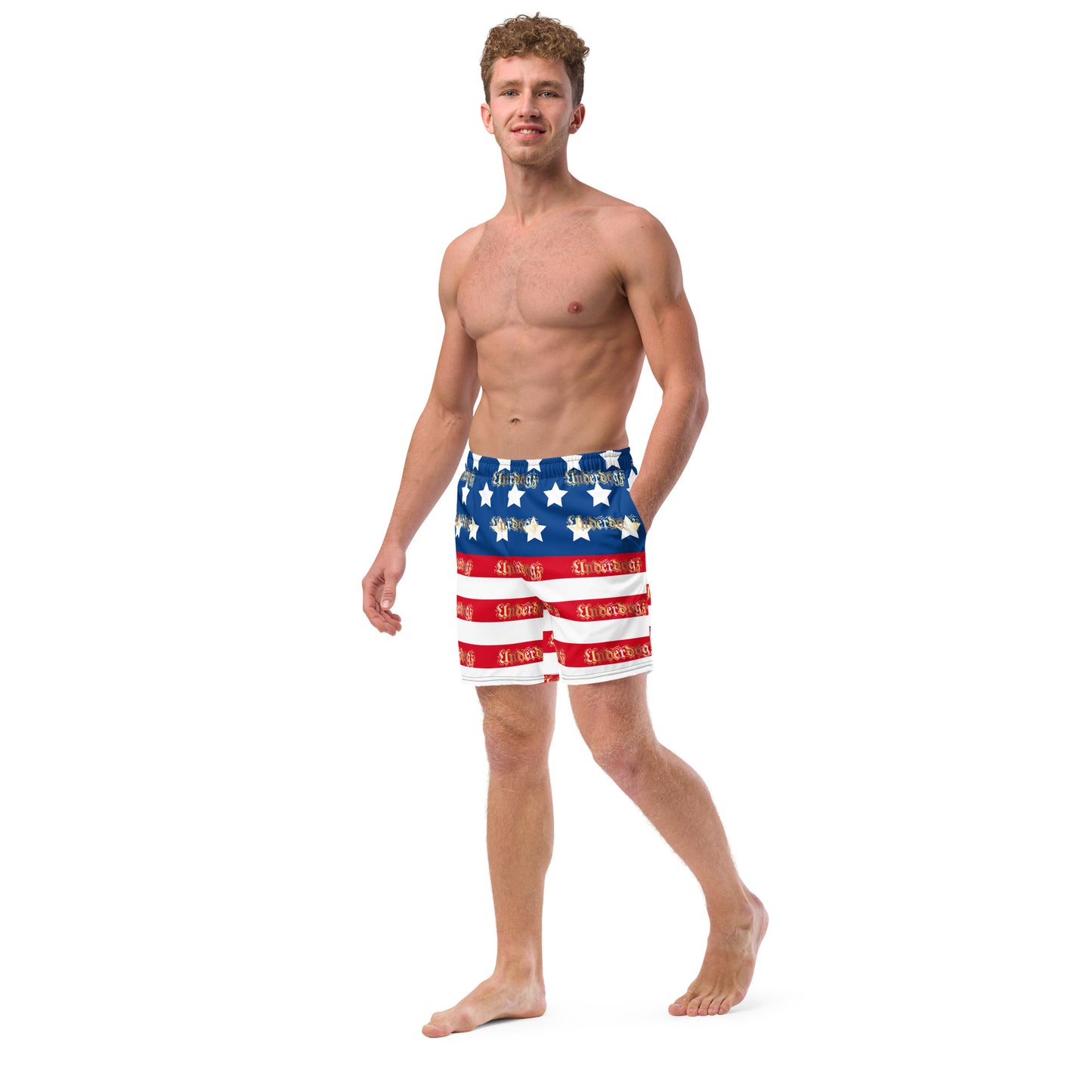 Herren-Badehose mit Innentasche ,Stars & Stripes‘ Gold