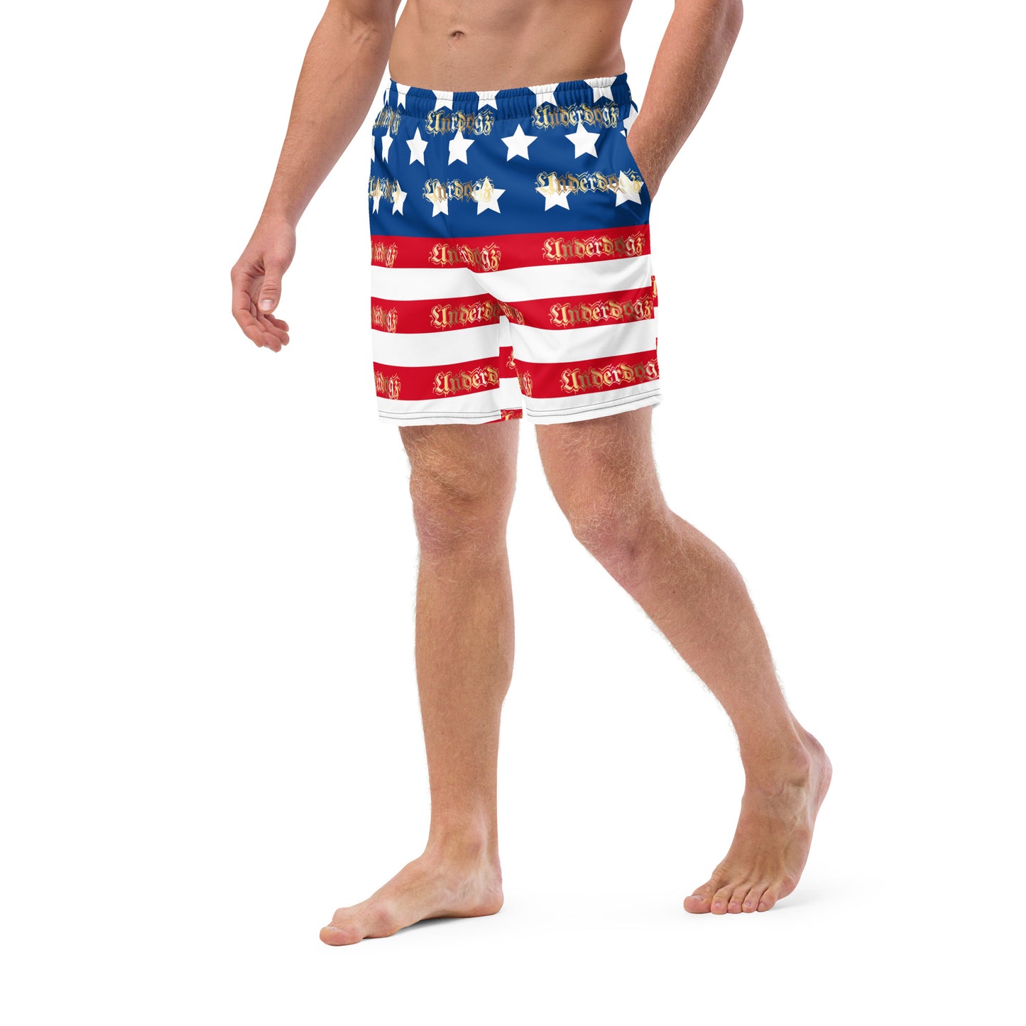 Herren-Badehose mit Innentasche ,Stars & Stripes‘ Gold