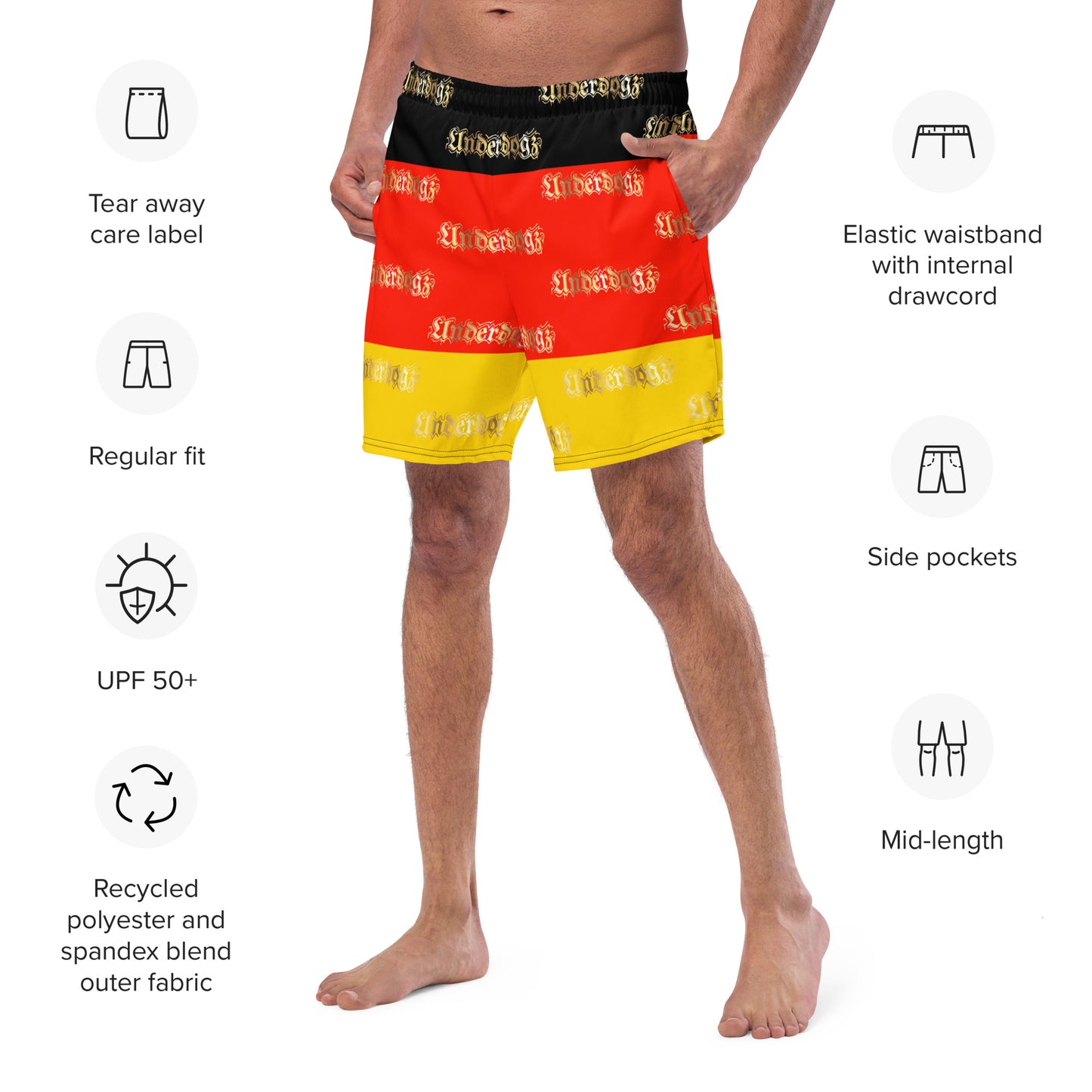 Herren-Badehose mit Innentasche ,Deutschland‘ Gold