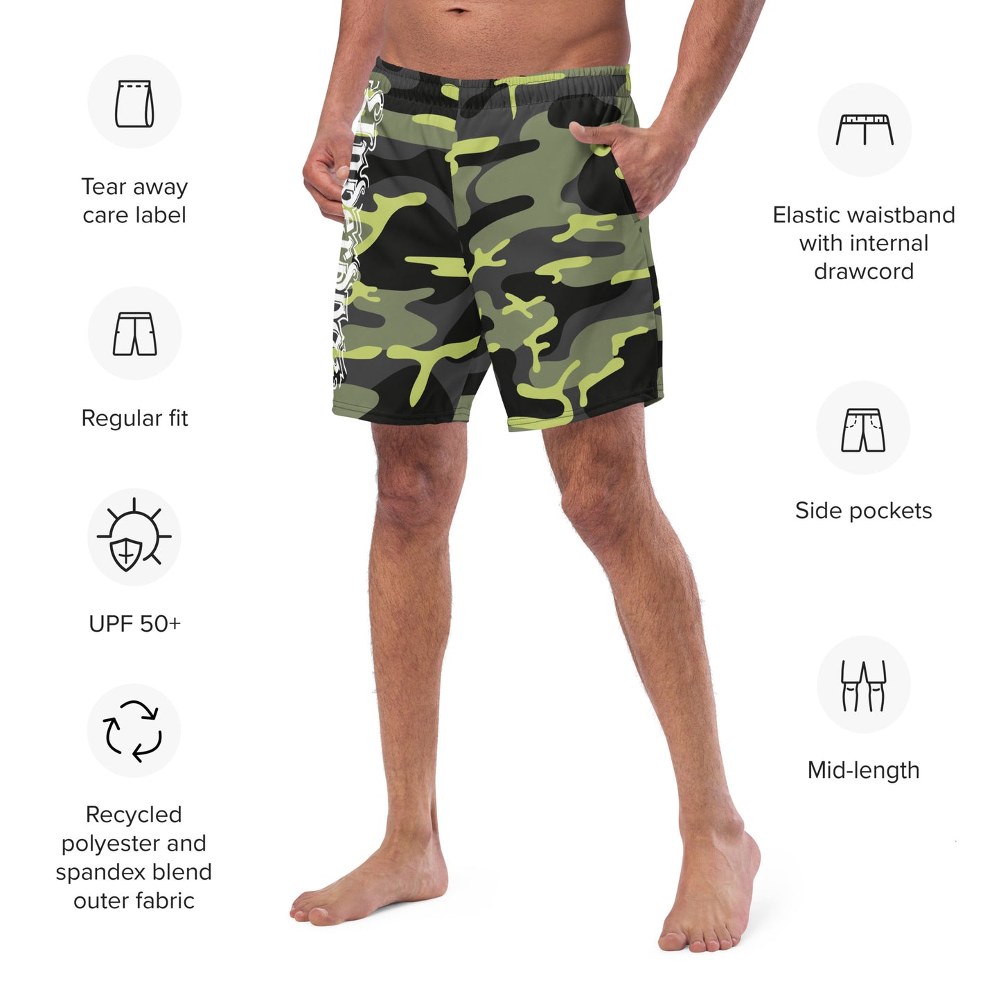 Herren-Badehose mit Innentasche Camouflage