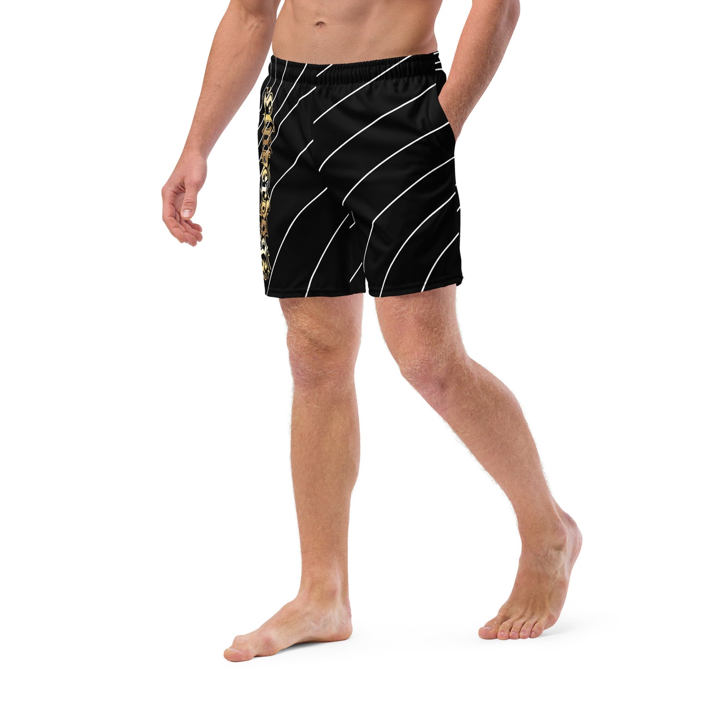 Herren-Badehose mit Innentasche Gold/Stripes