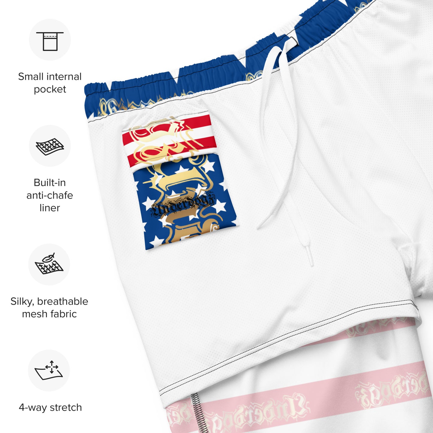 Herren-Badehose mit Innentasche ,Stars & Stripes‘ Gold