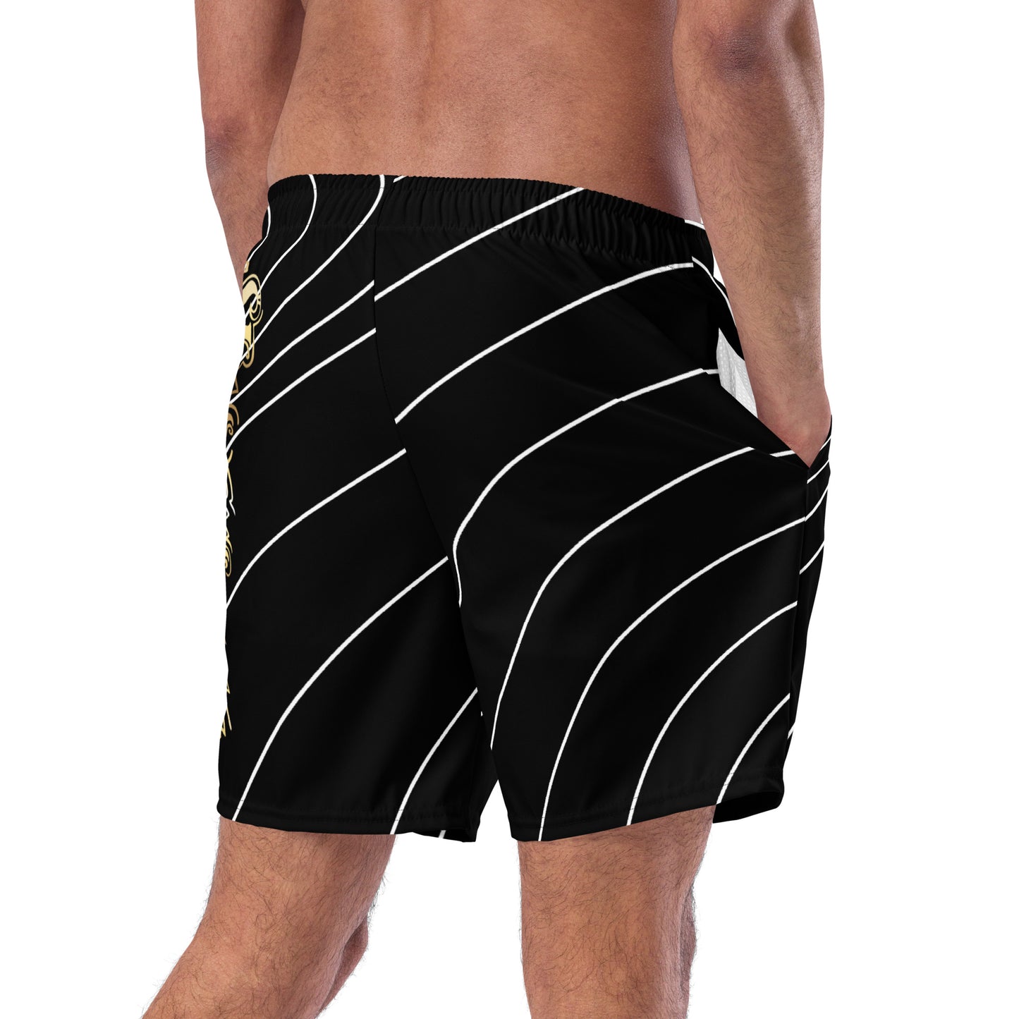 Herren-Badehose mit Innentasche Gold/Stripes