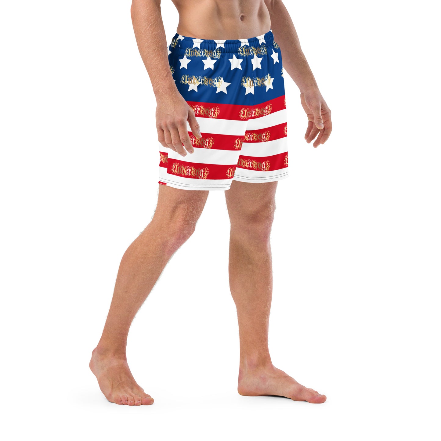 Herren-Badehose mit Innentasche ,Stars & Stripes‘ Gold