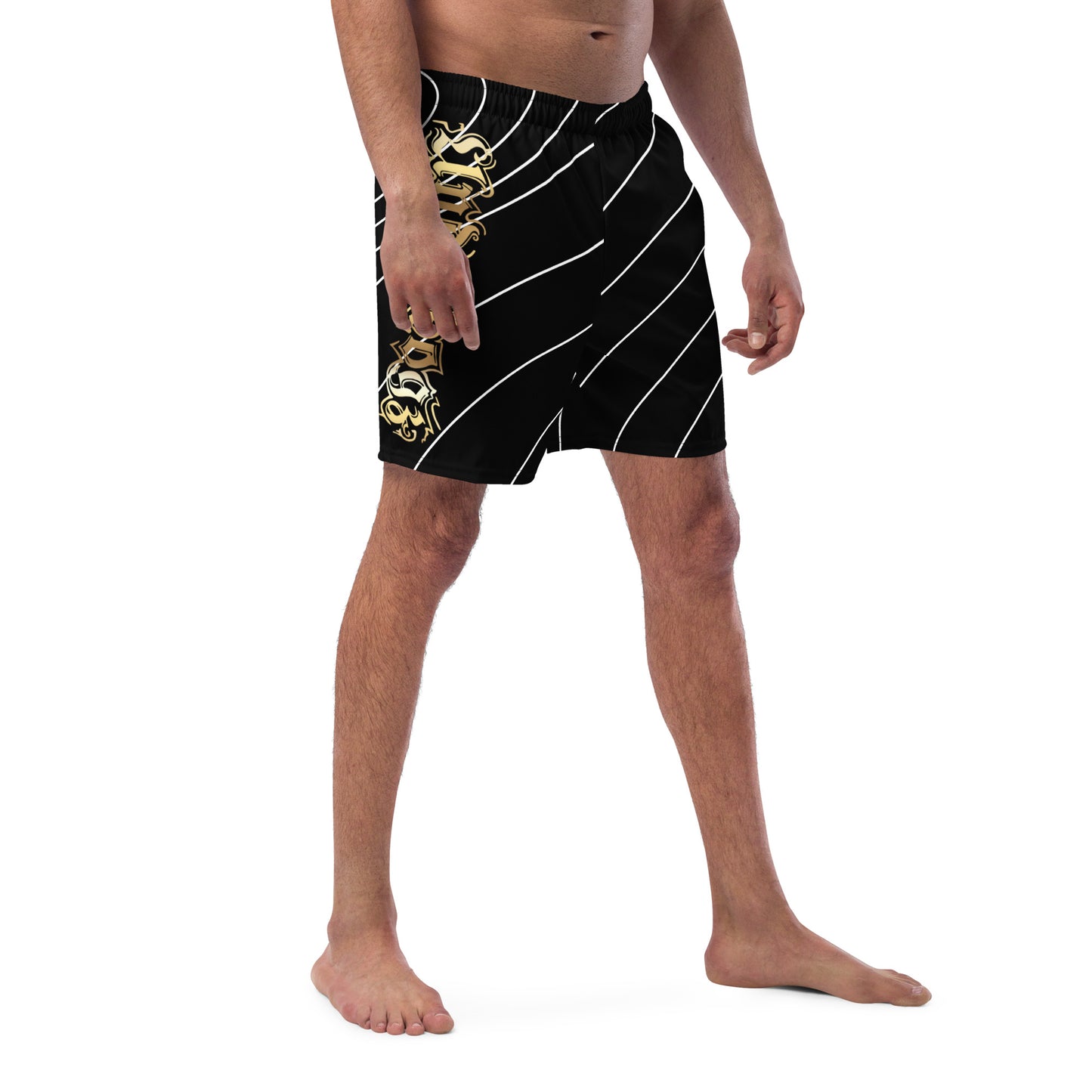 Herren-Badehose mit Innentasche Gold/Stripes