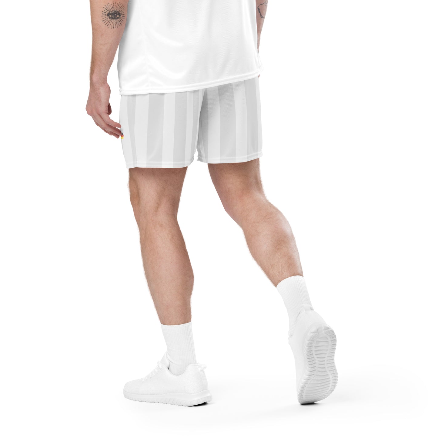Unisex Mesh-Shorts Deutschland, weiß-grau gestreift