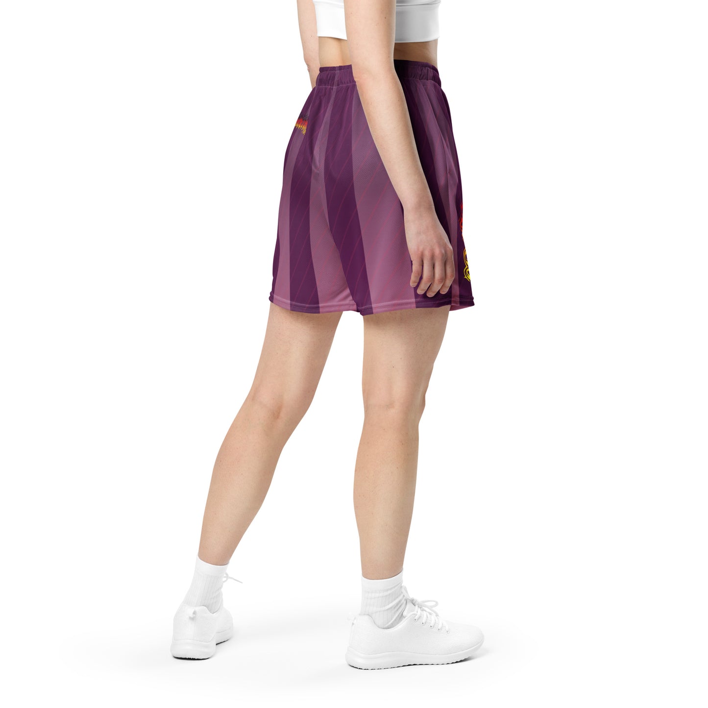 Damen Mesh-Shorts Deutschland, pink-lila gestreift