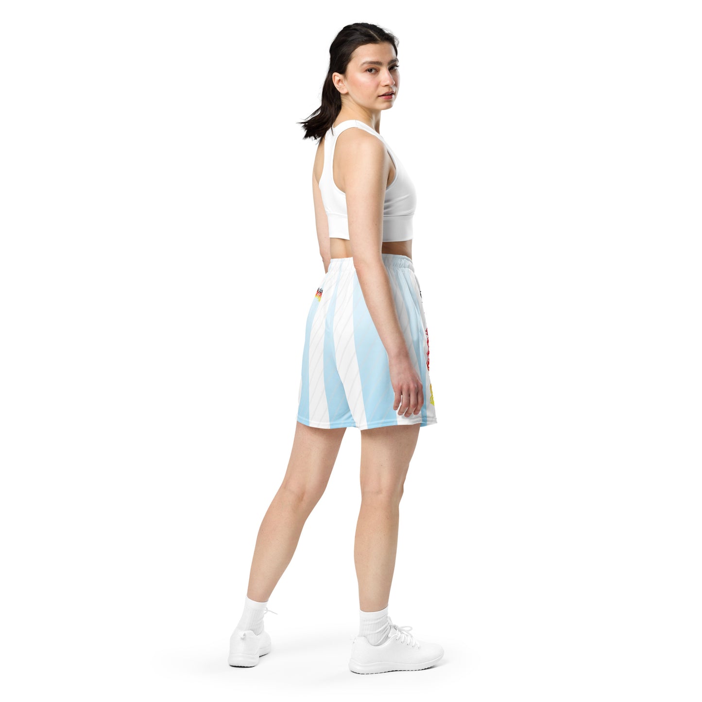 Unisex Mesh-Shorts Deutschland, blau-weiß gestreift
