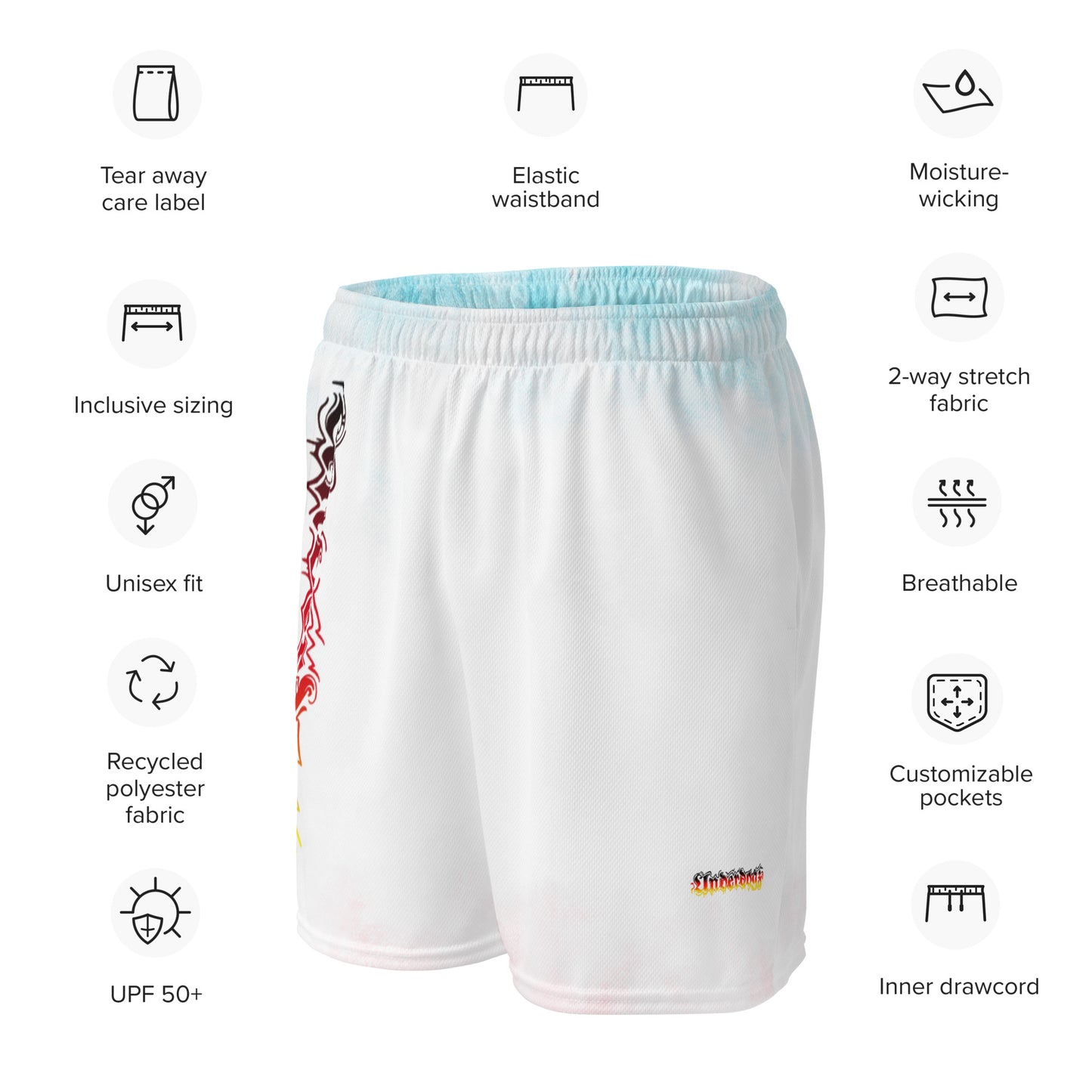 Damen Mesh-Shorts Deutschland, blau-weiß-rosa