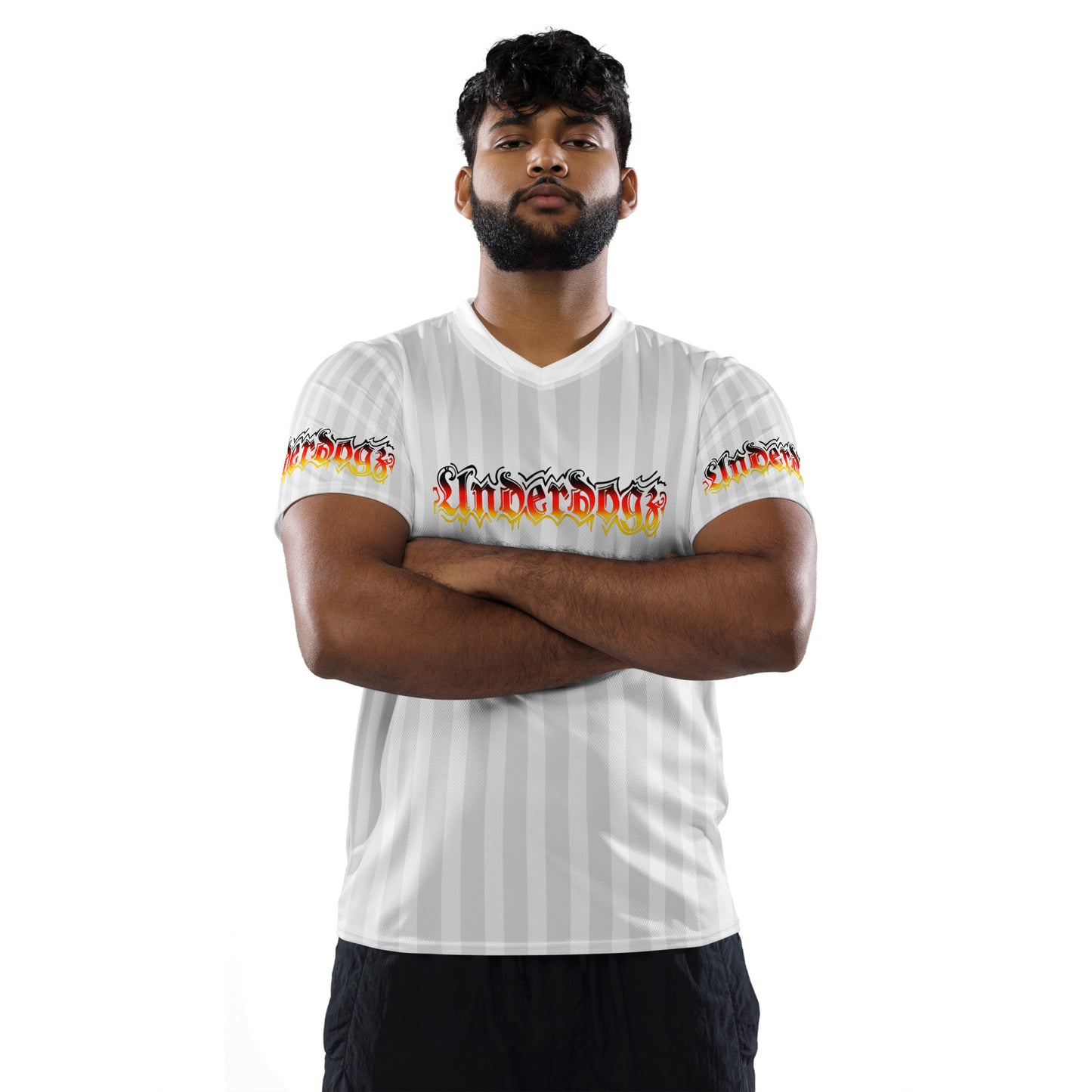 Recyceltes Unisex-Trikot Deutschland, weiß-grau gestreift