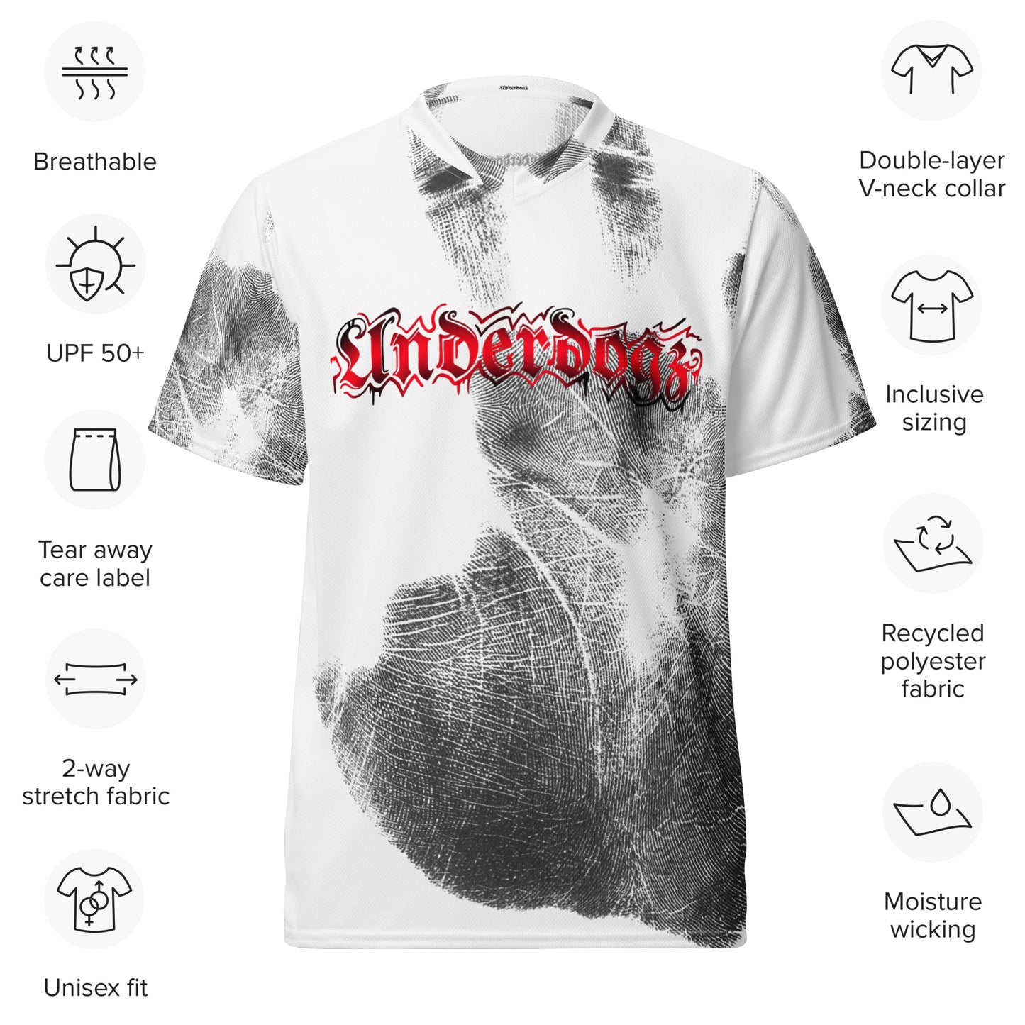 Recyceltes Unisex-Trikot Handabdruck rot