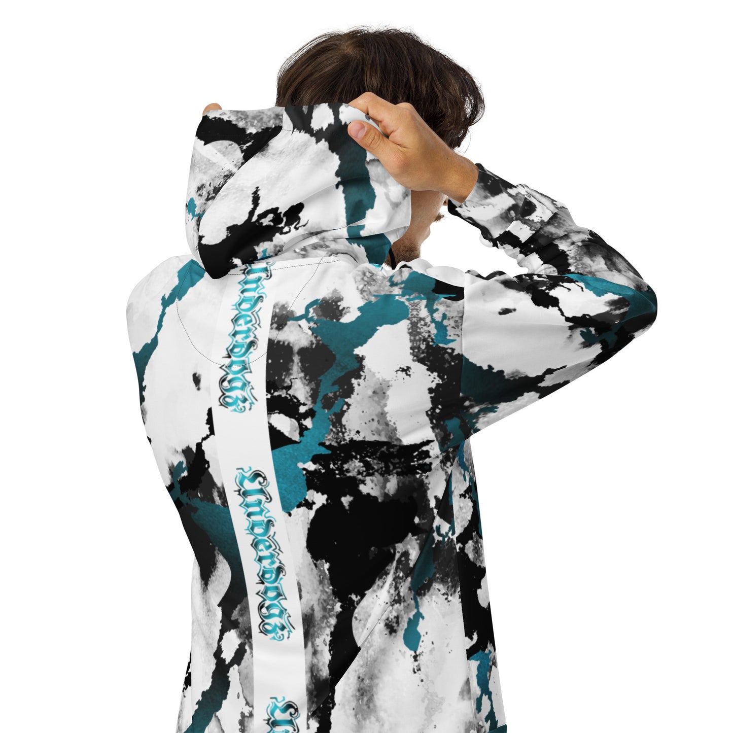 Unisex Sweatjacke Türkis Marmor-Look