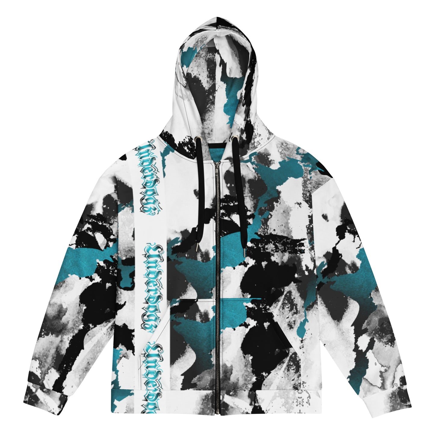 Unisex Sweatjacke Türkis Marmor-Look