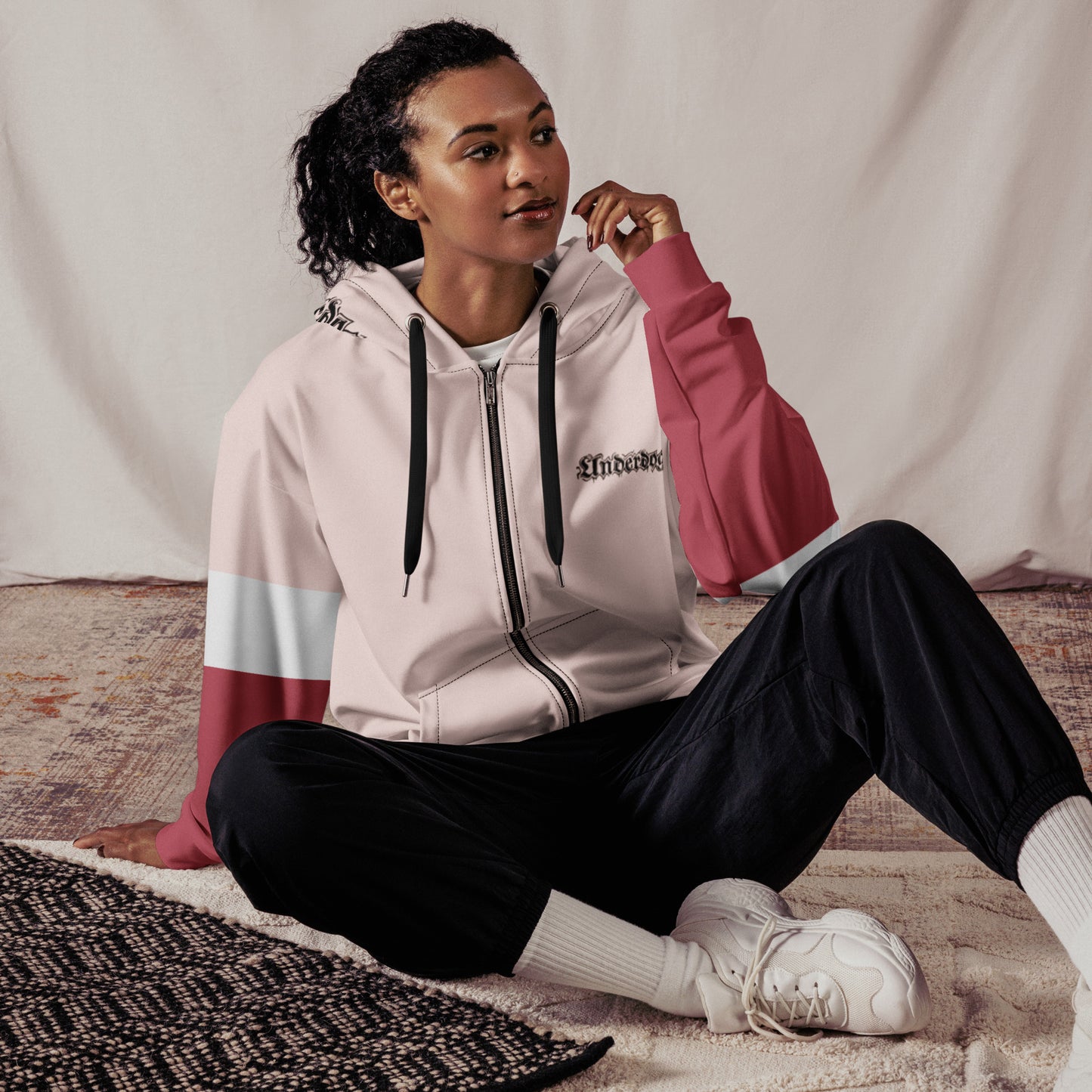 Damen Sweatjacke Rosa mit Mini-Logo