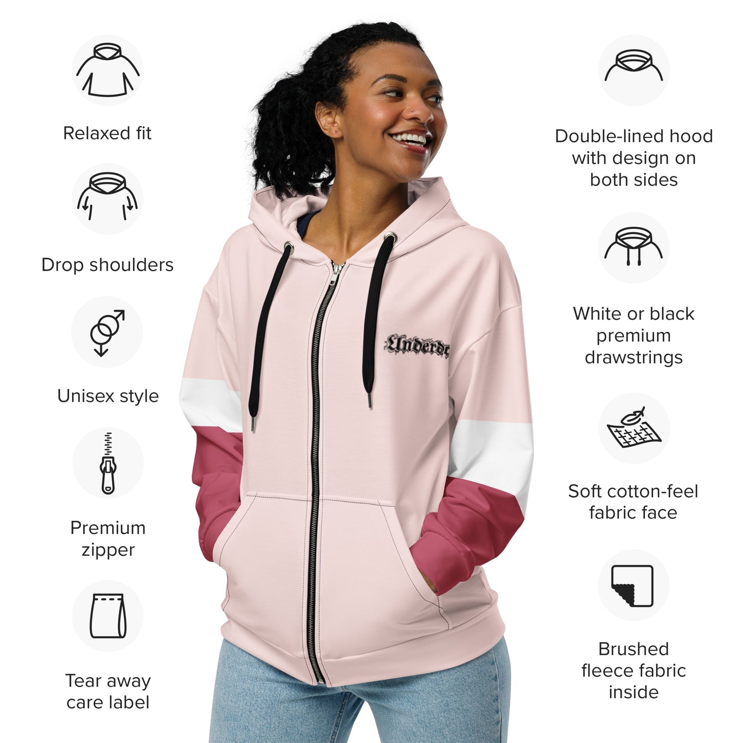 Damen Sweatjacke Rosa mit Mini-Logo