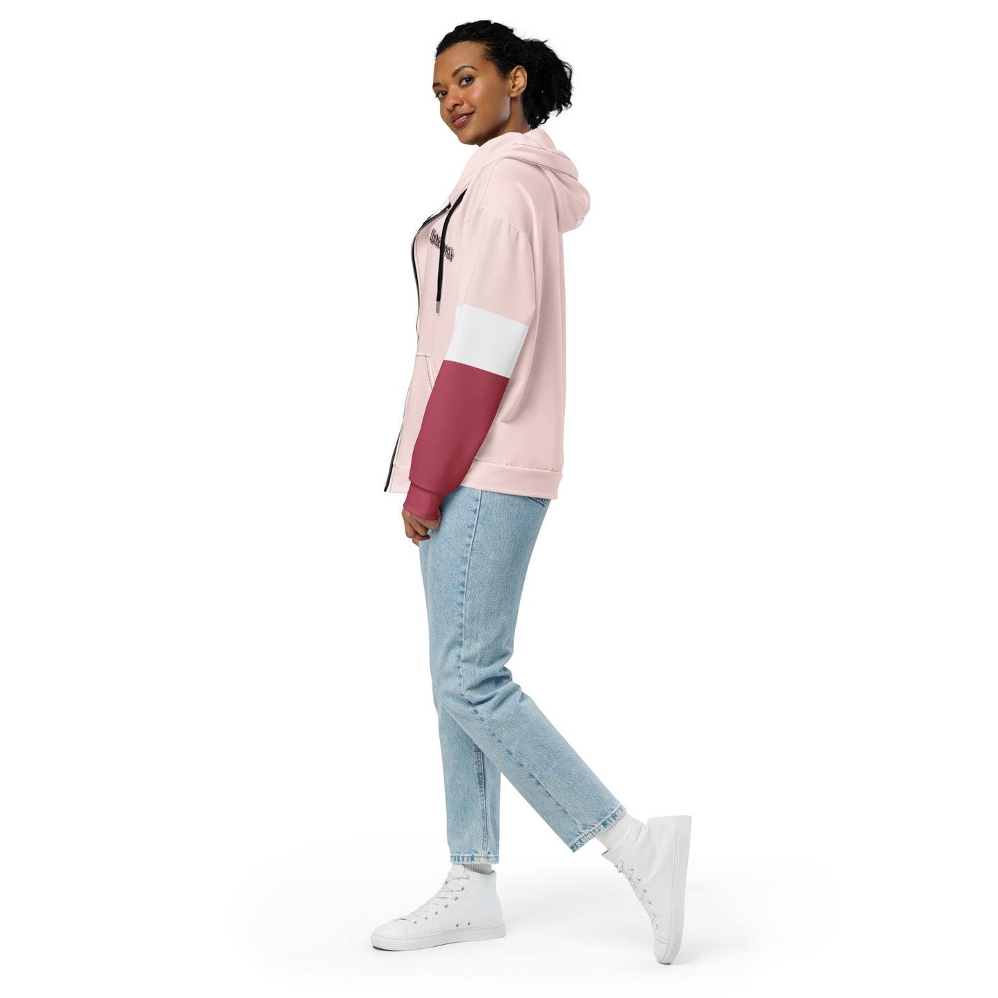 Damen Sweatjacke Rosa mit Mini-Logo