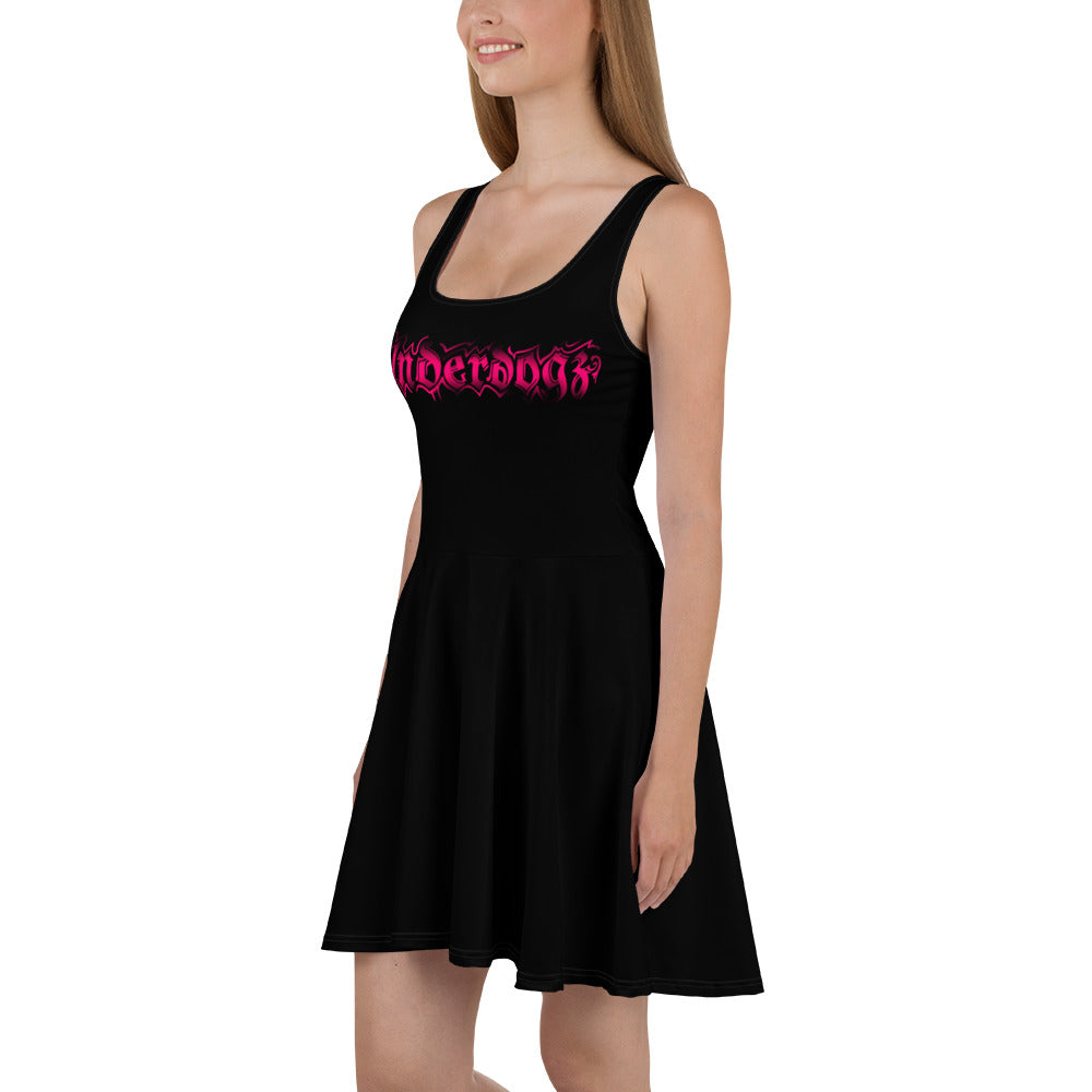 Skater-Kleid schwarz mit pinkem Logoprint