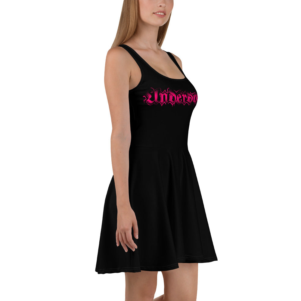 Skater-Kleid schwarz mit pinkem Logoprint