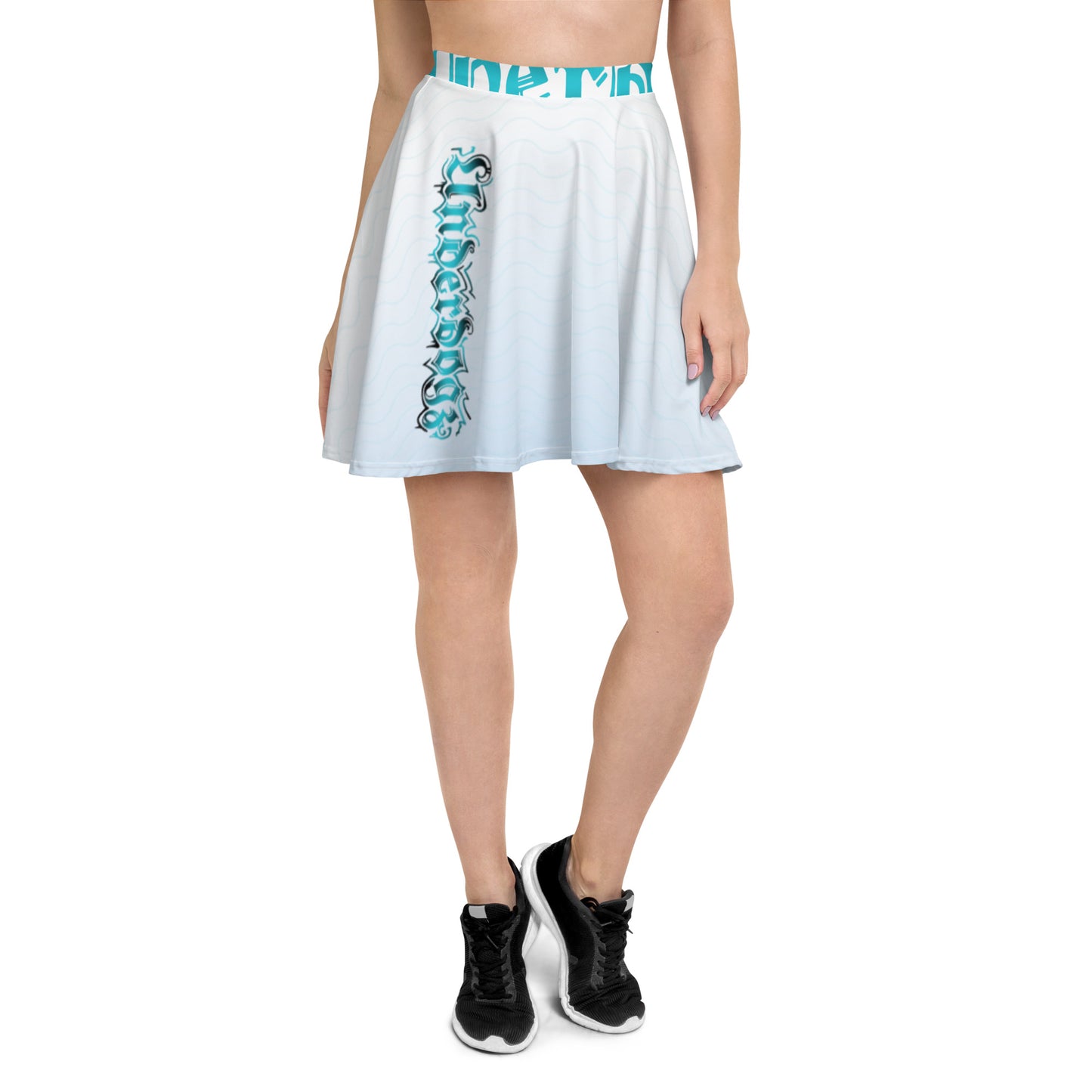 Skater-Rock mit Farbverlauf und Logo Türkis