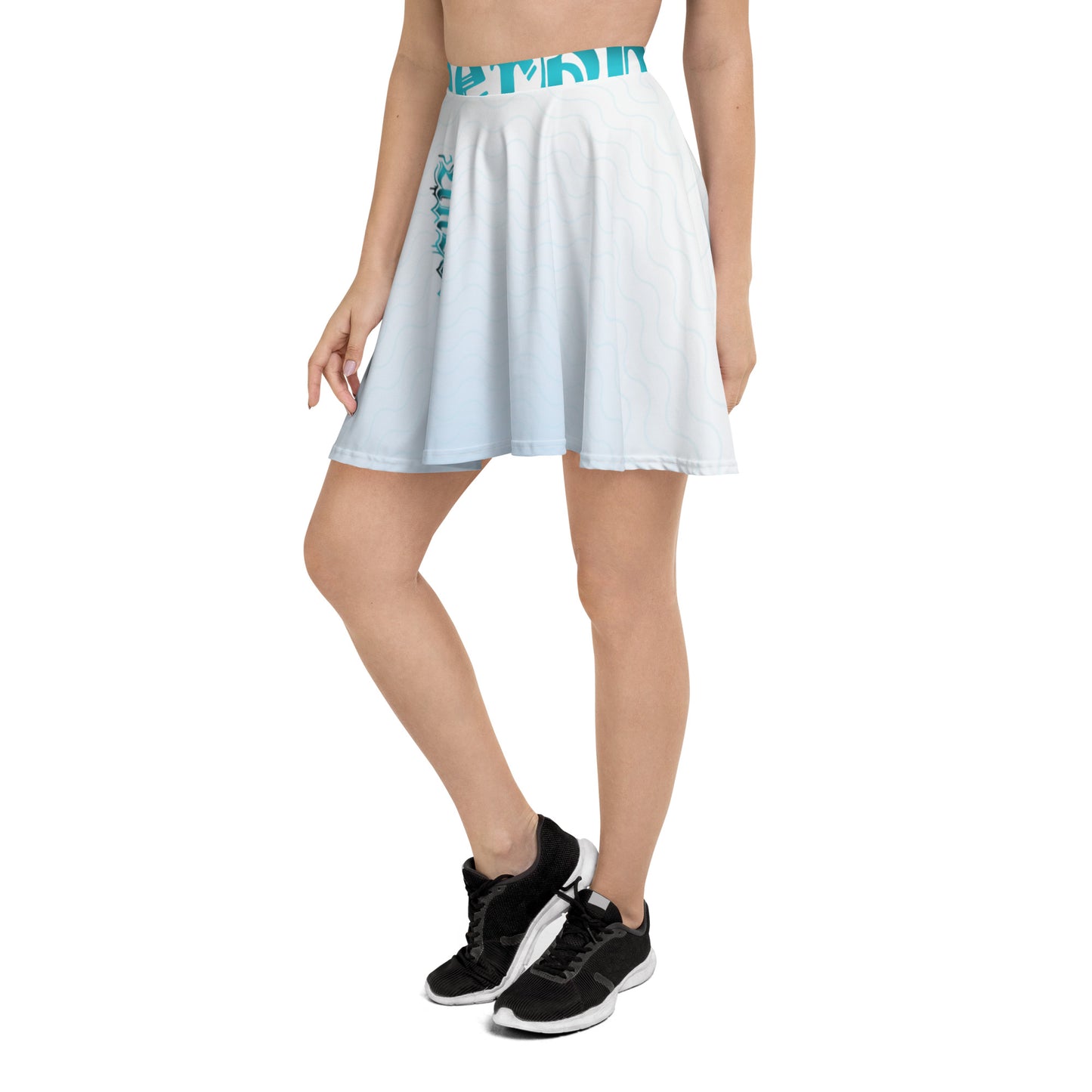 Skater-Rock mit Farbverlauf und Logo Türkis