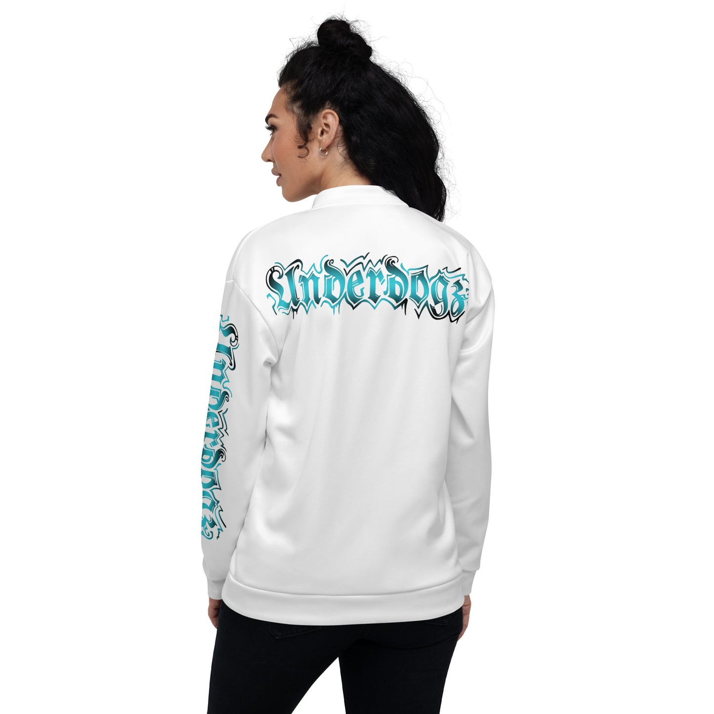 Trainingsjacke weiß- Logo Türkis