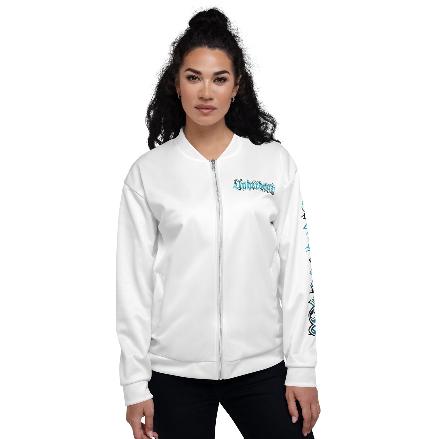 Trainingsjacke weiß- Logo Türkis