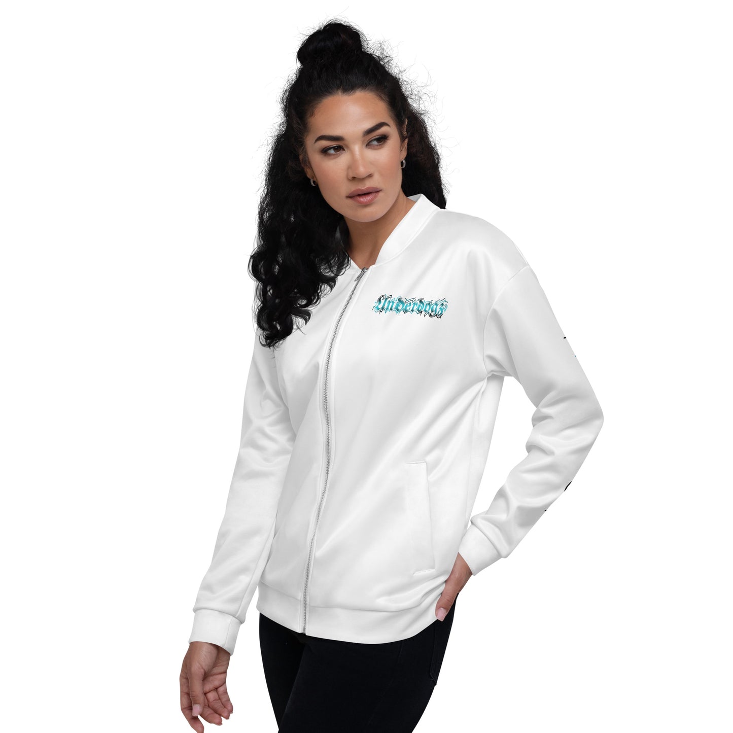 Trainingsjacke weiß- Logo Türkis