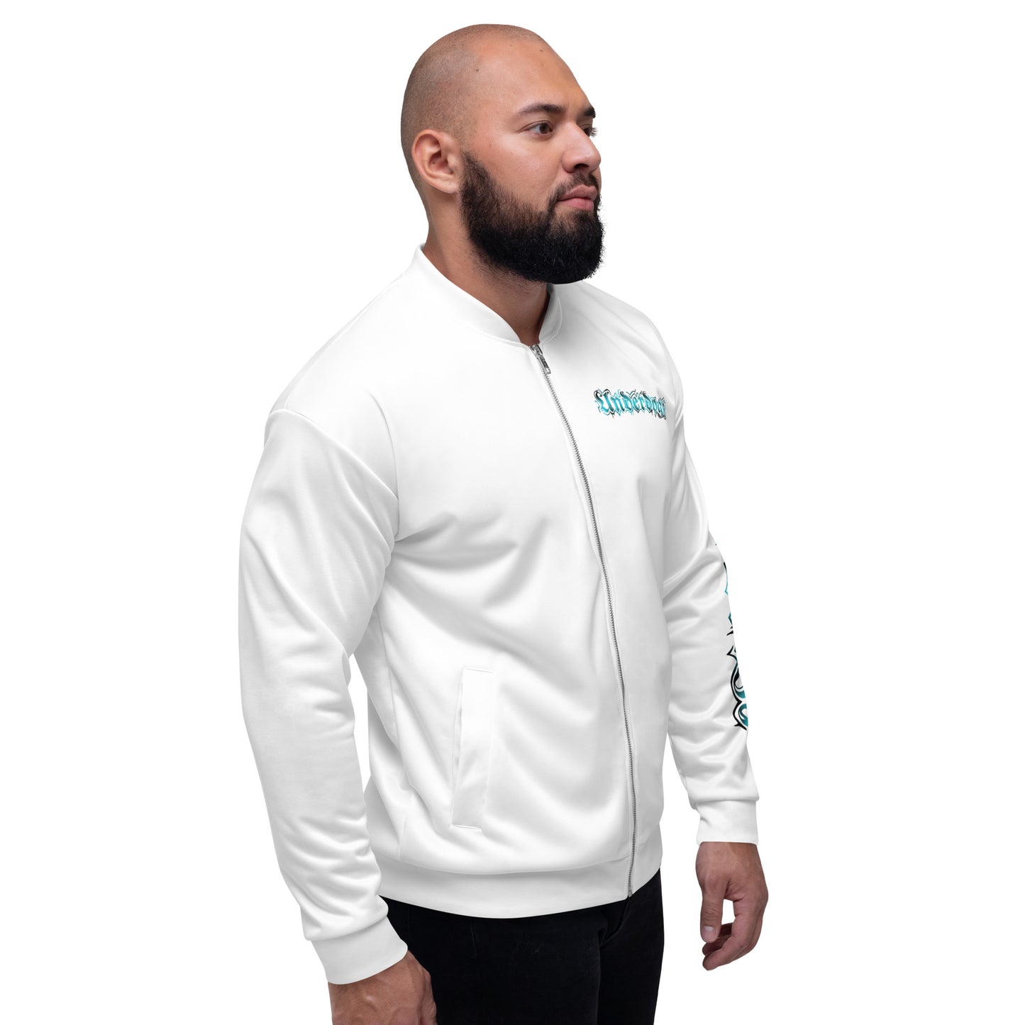 Trainingsjacke weiß- Logo Türkis