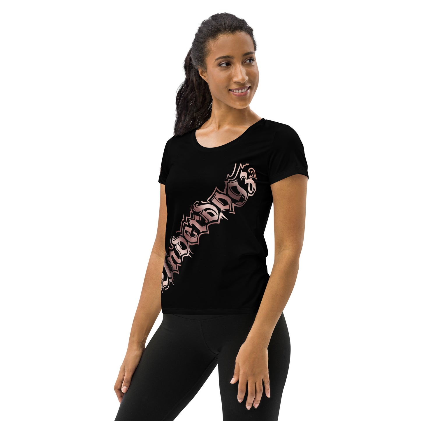 Allover-Sport-T-Shirt für Damen schwarz- Roségold Collection
