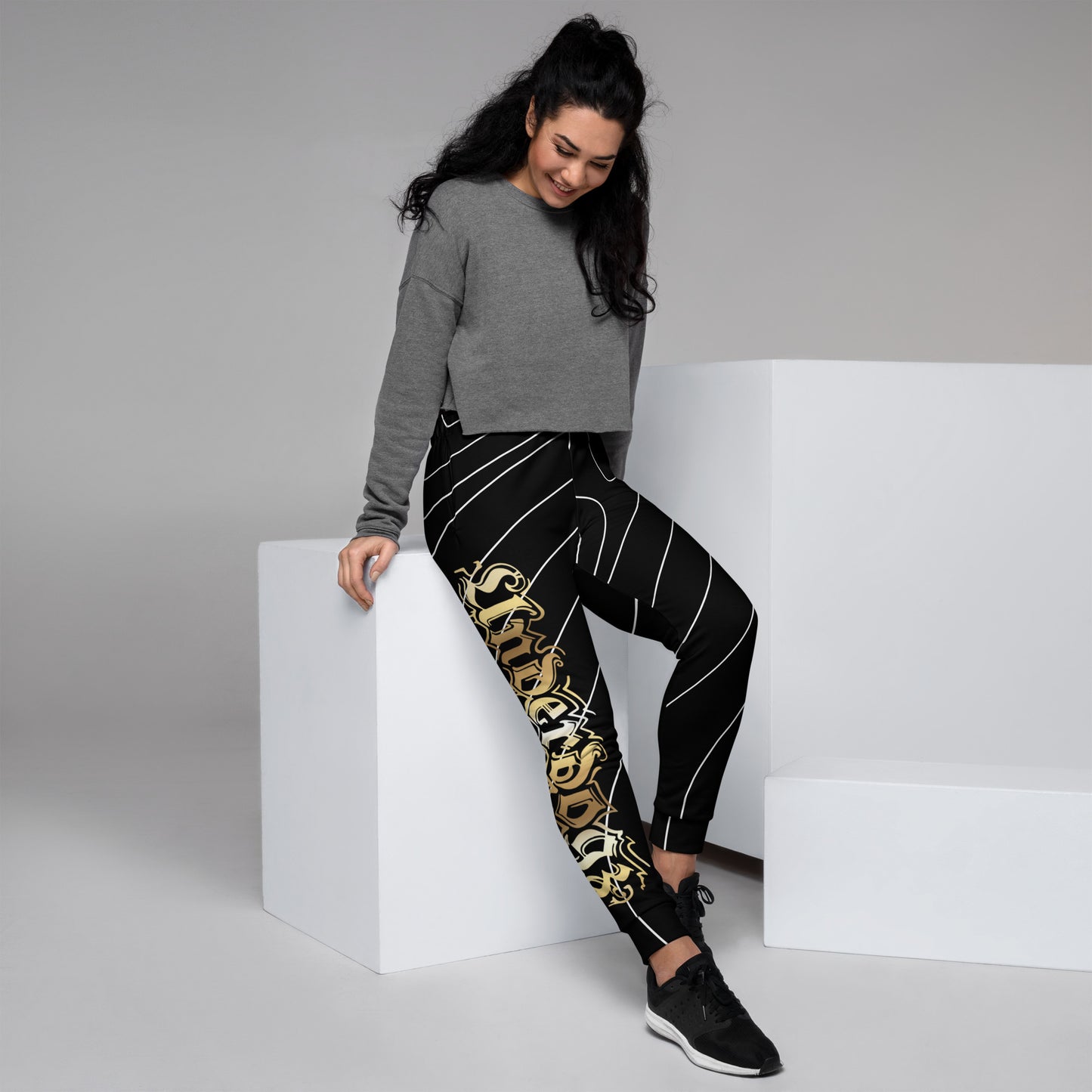 Damen-Jogginghose Gold/Stripes