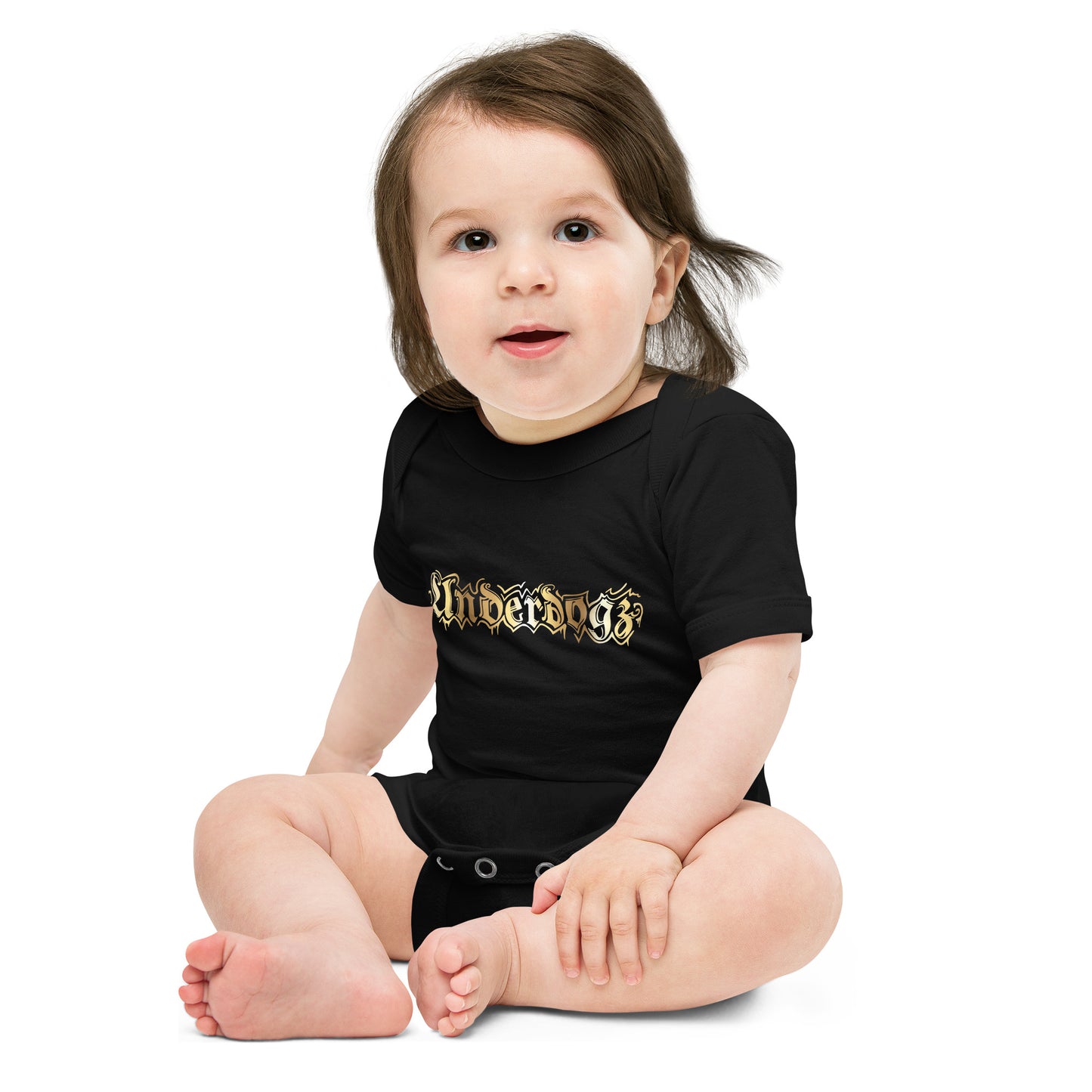 Kurzärmliger Baby-Einteiler Logo Gold